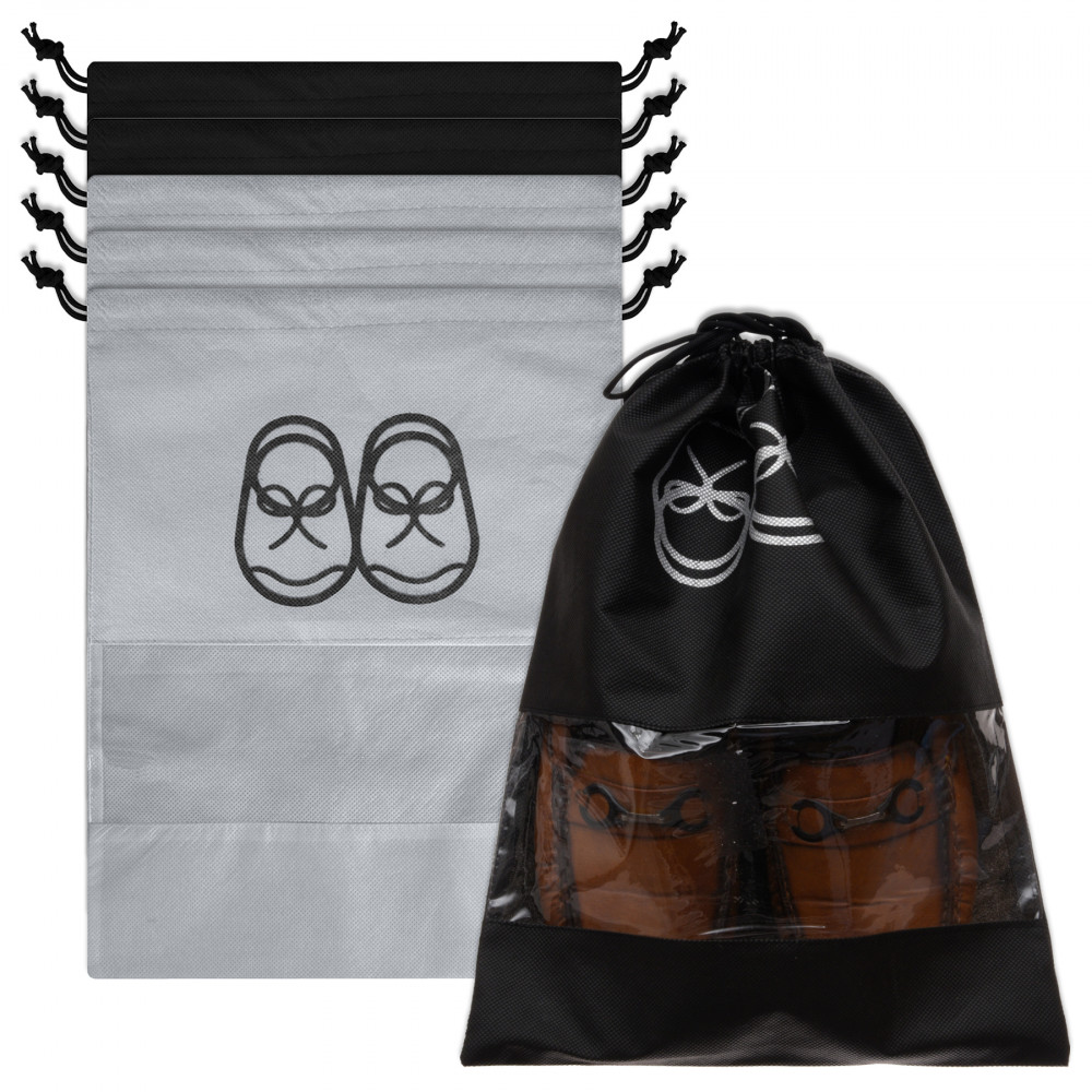 Kuber Industries Shoe Cover | Travel Shoe Storage Bags | Non-Woven Storage Bag | Shoe Cover with Drawstring | Shoe Organizer with Clear window |Multi