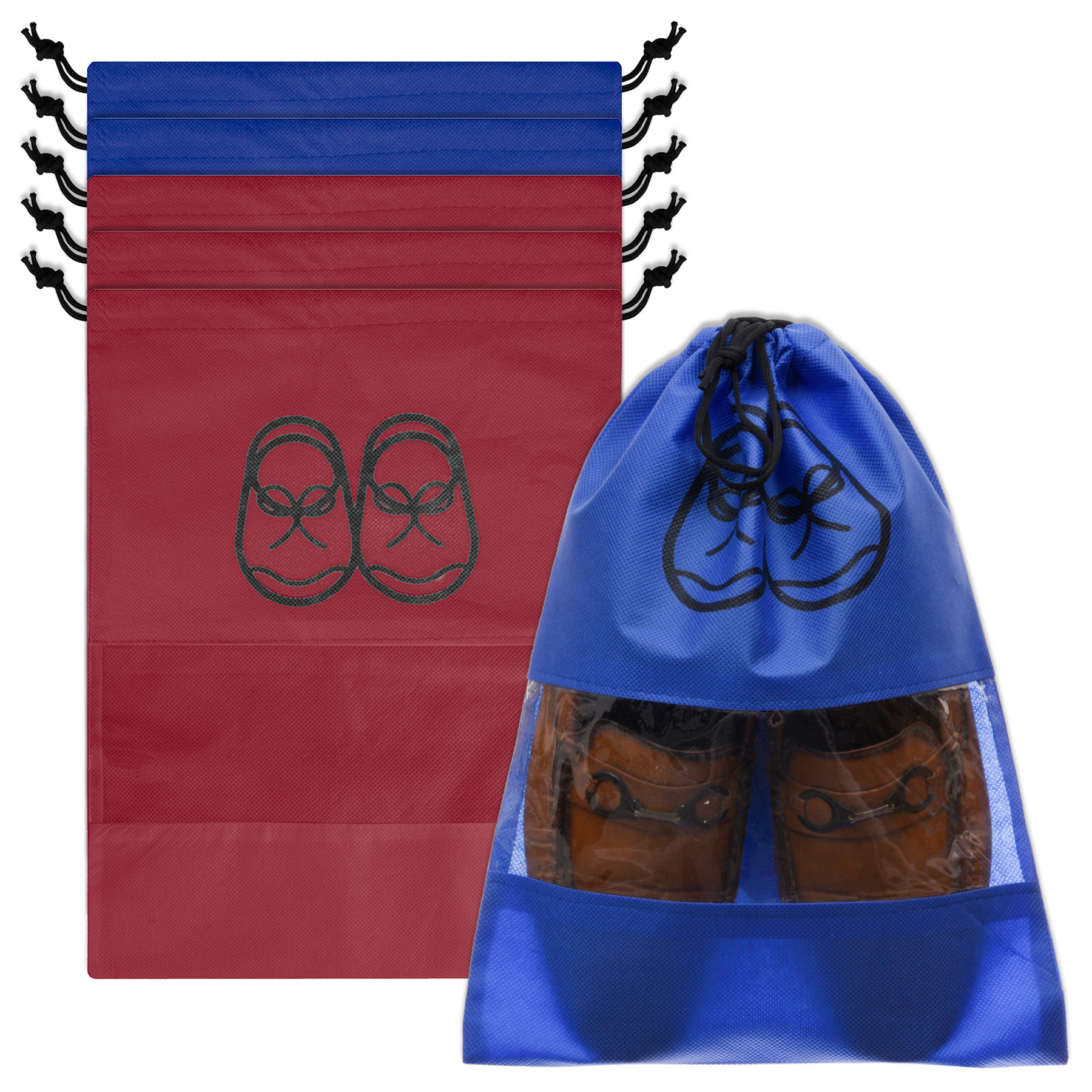 Kuber Industries Shoe Cover | Travel Shoe Storage Bags | Non-Woven Storage Bag | Shoe Cover with Drawstring | Shoe Organizer with Clear window |Multi