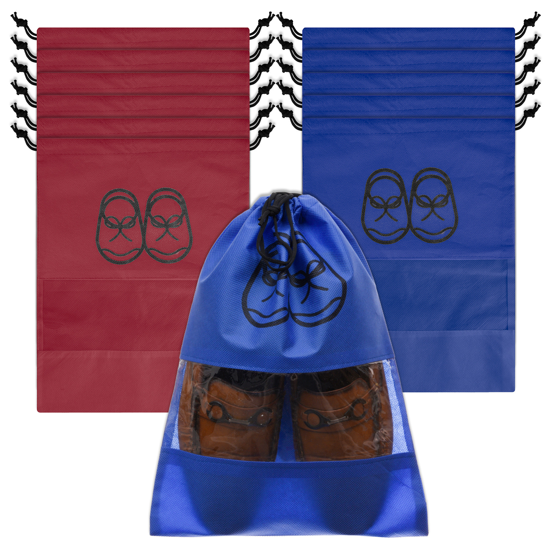Kuber Industries Shoe Cover | Travel Shoe Storage Bags | Non-Woven Storage Bag | Shoe Cover with Drawstring | Shoe Organizer with Clear window |Multi