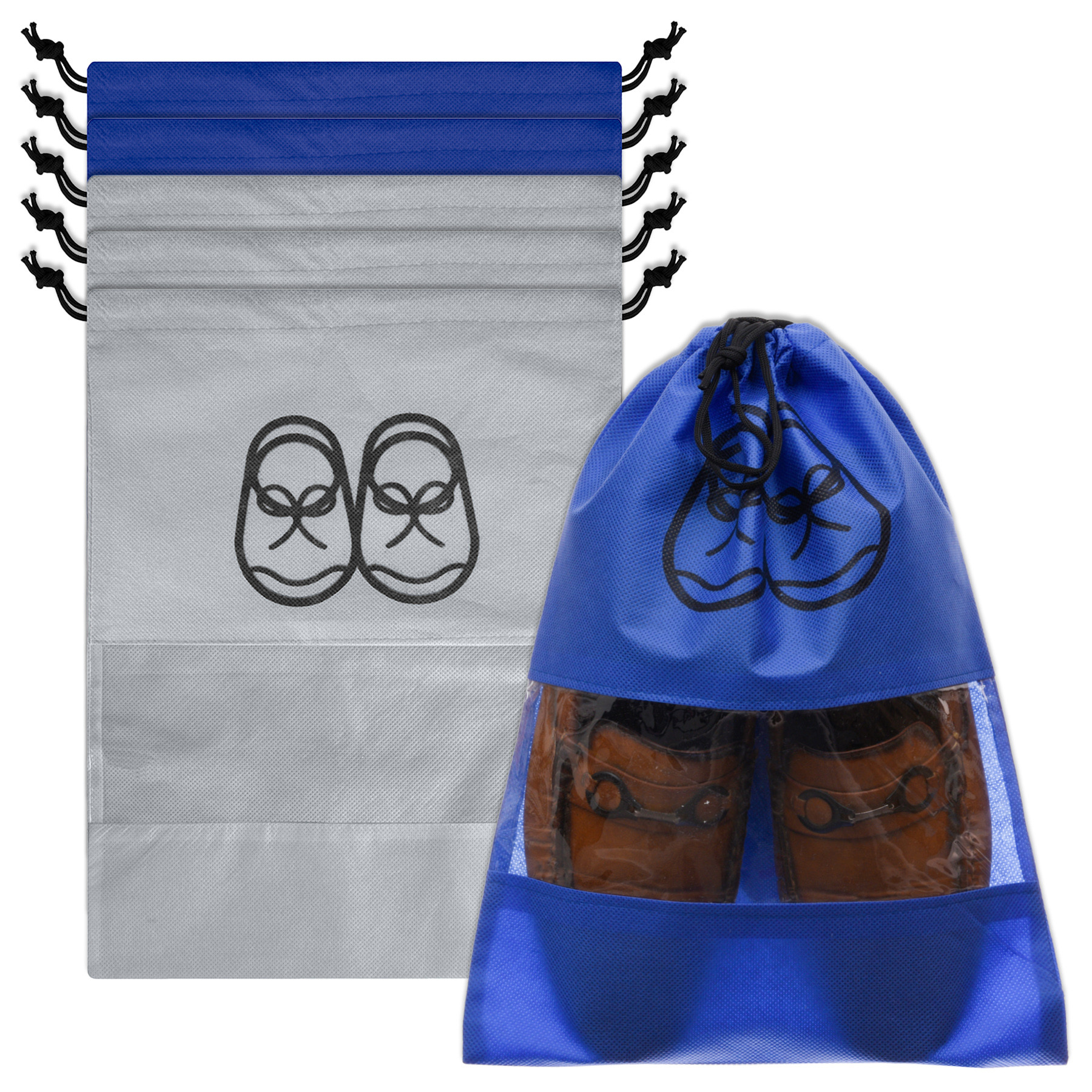 Kuber Industries Shoe Cover | Travel Shoe Storage Bags | Non-Woven Storage Bag | Shoe Cover with Drawstring | Shoe Organizer with Clear window |Multi