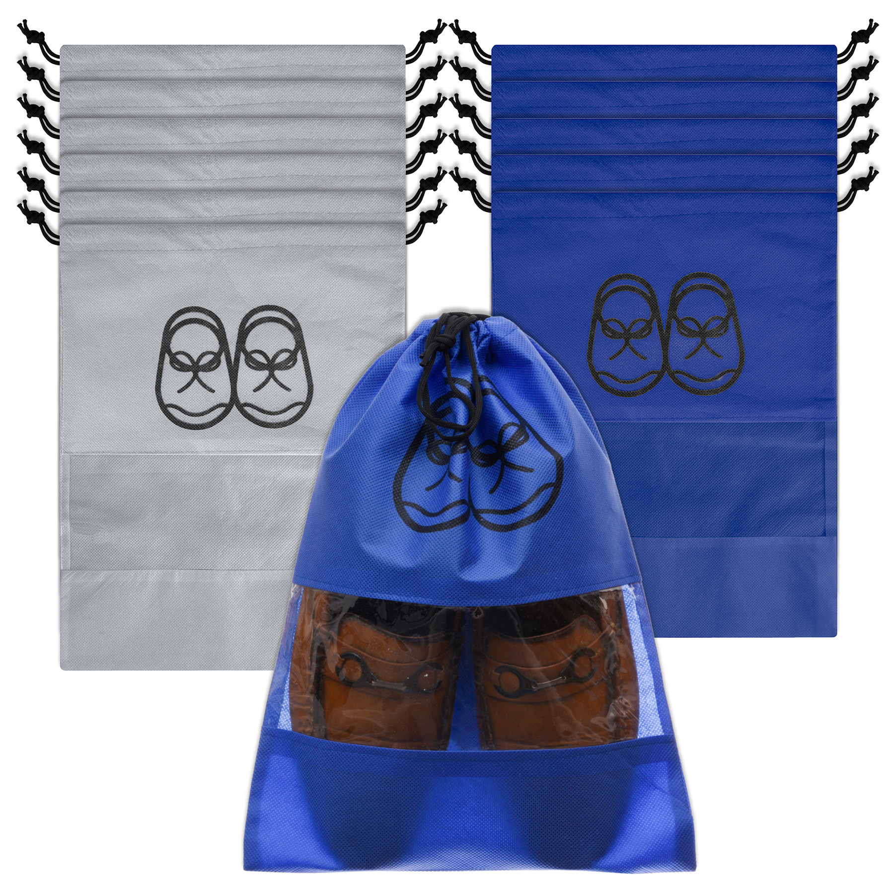 Kuber Industries Shoe Cover | Travel Shoe Storage Bags | Non-Woven Storage Bag | Shoe Cover with Drawstring | Shoe Organizer with Clear window |Multi
