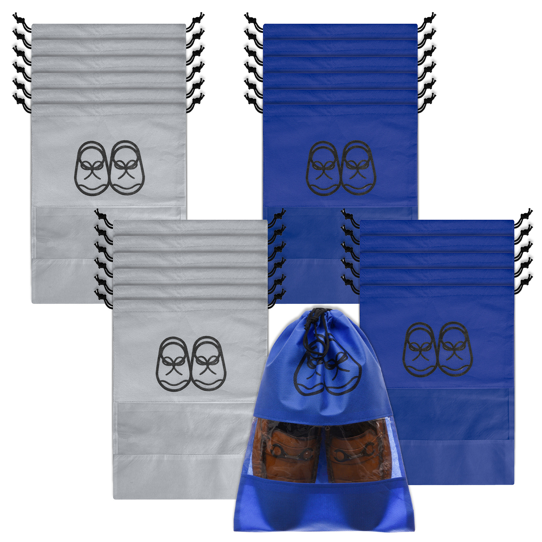 Kuber Industries Shoe Cover | Travel Shoe Storage Bags | Non-Woven Storage Bag | Shoe Cover with Drawstring | Shoe Organizer with Clear window |Multi