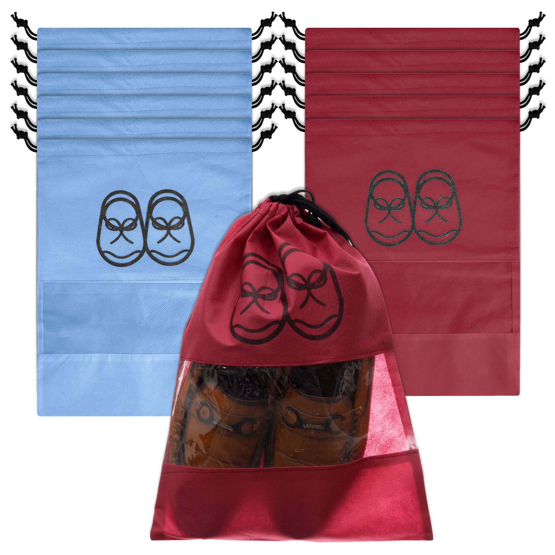 Kuber Industries Shoe Cover | Travel Shoe Storage Bags | Non-Woven Storage Bag | Shoe Cover with Drawstring | Shoe Organizer with Clear window |Multi