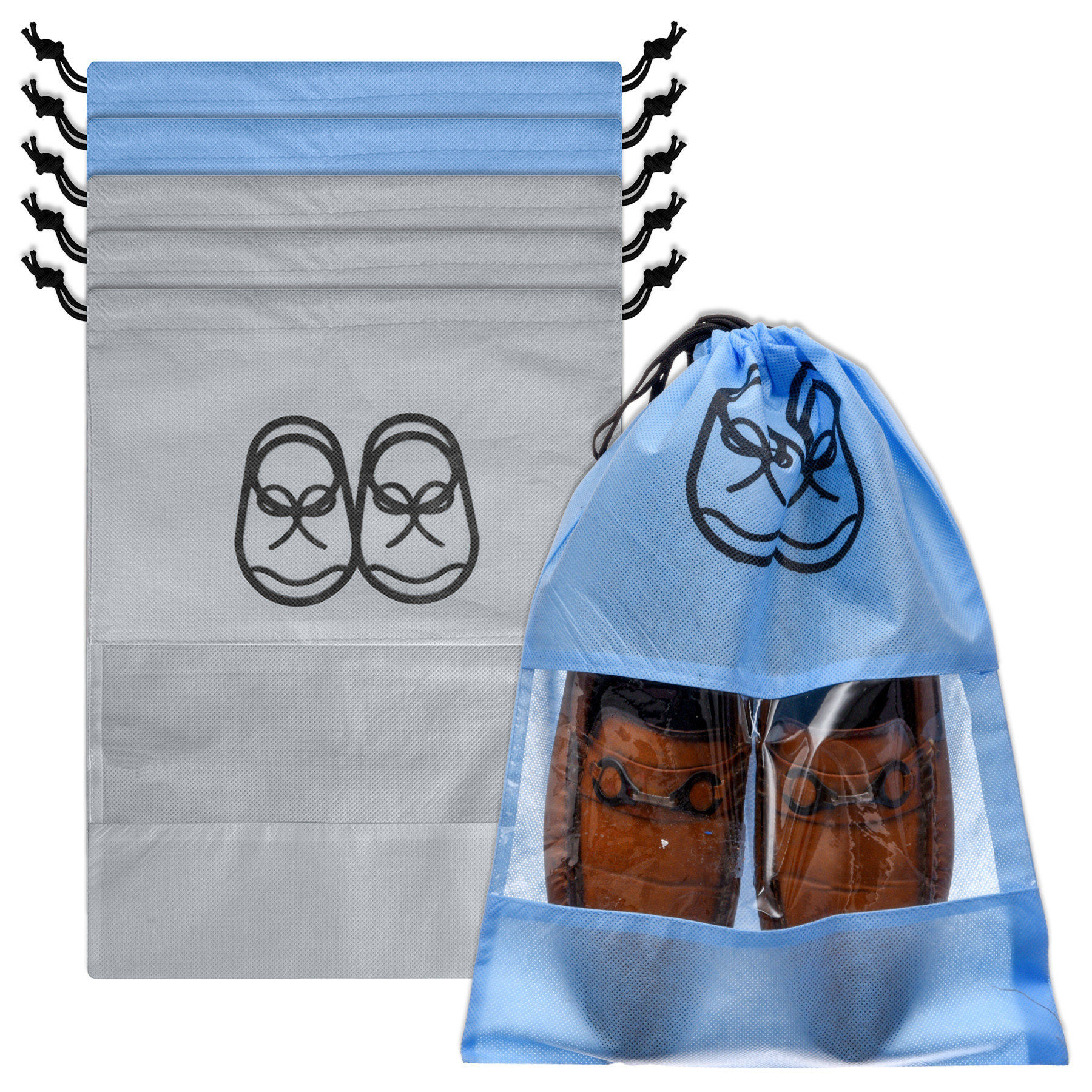 Kuber Industries Shoe Cover | Travel Shoe Storage Bags | Non-Woven Storage Bag | Shoe Cover with Drawstring | Shoe Organizer with Clear window |Multi