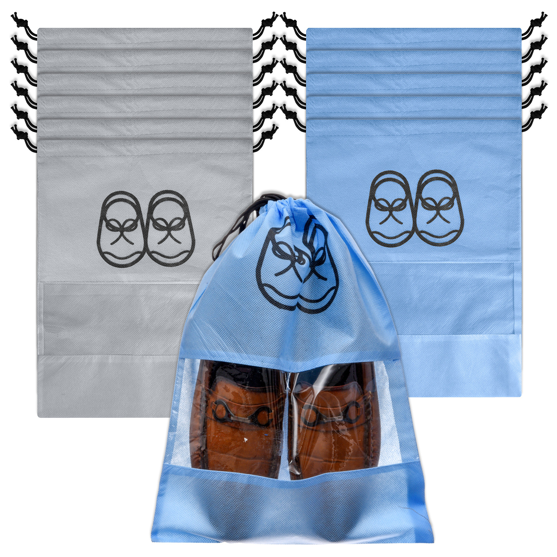 Kuber Industries Shoe Cover | Travel Shoe Storage Bags | Non-Woven Storage Bag | Shoe Cover with Drawstring | Shoe Organizer with Clear window |Multi