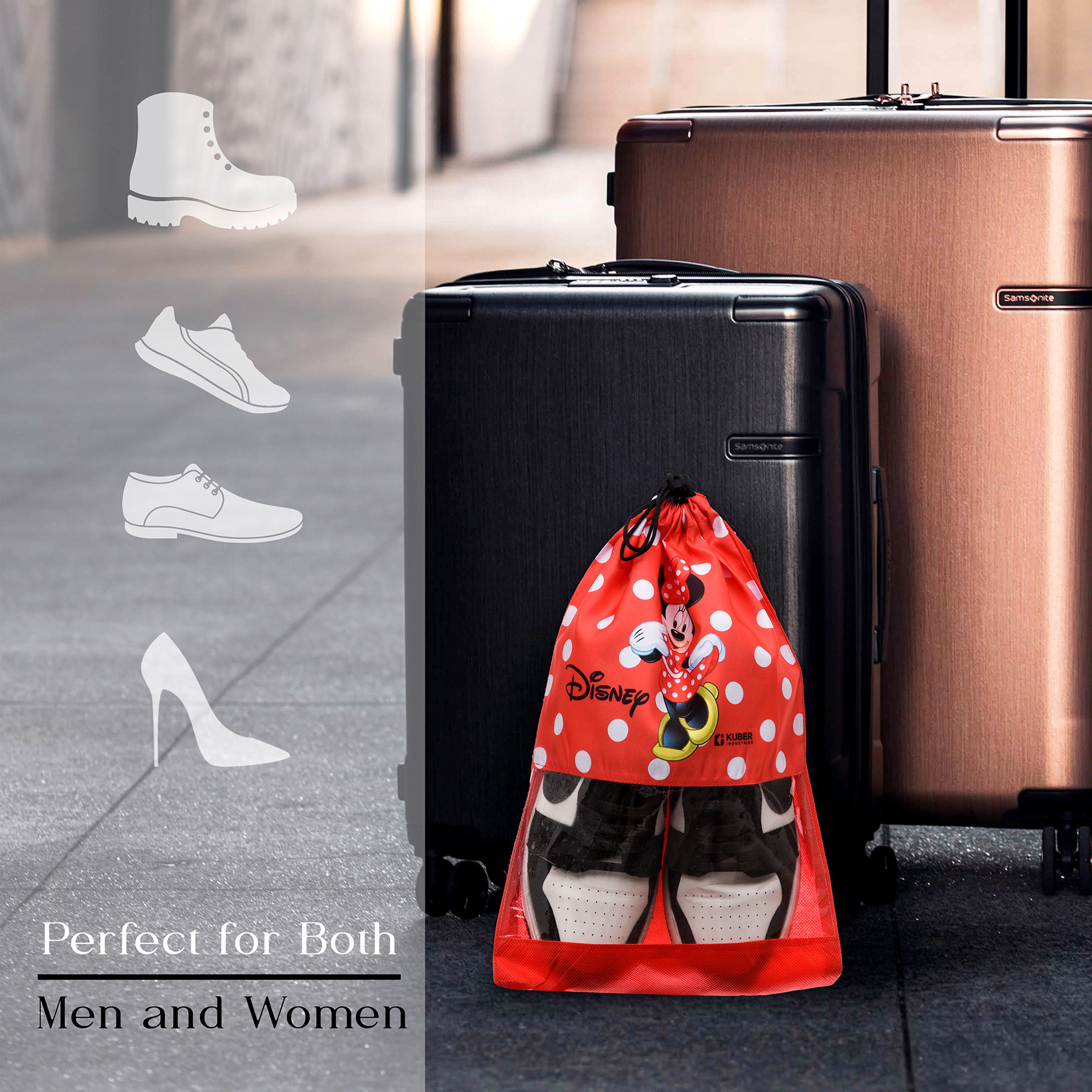 Kuber Industries Shoe Cover | Travel Shoe Storage Bags | Polyester Storage Bag | Drawstring Shoe Cover | Shoe Organizer with Clear window |Multi