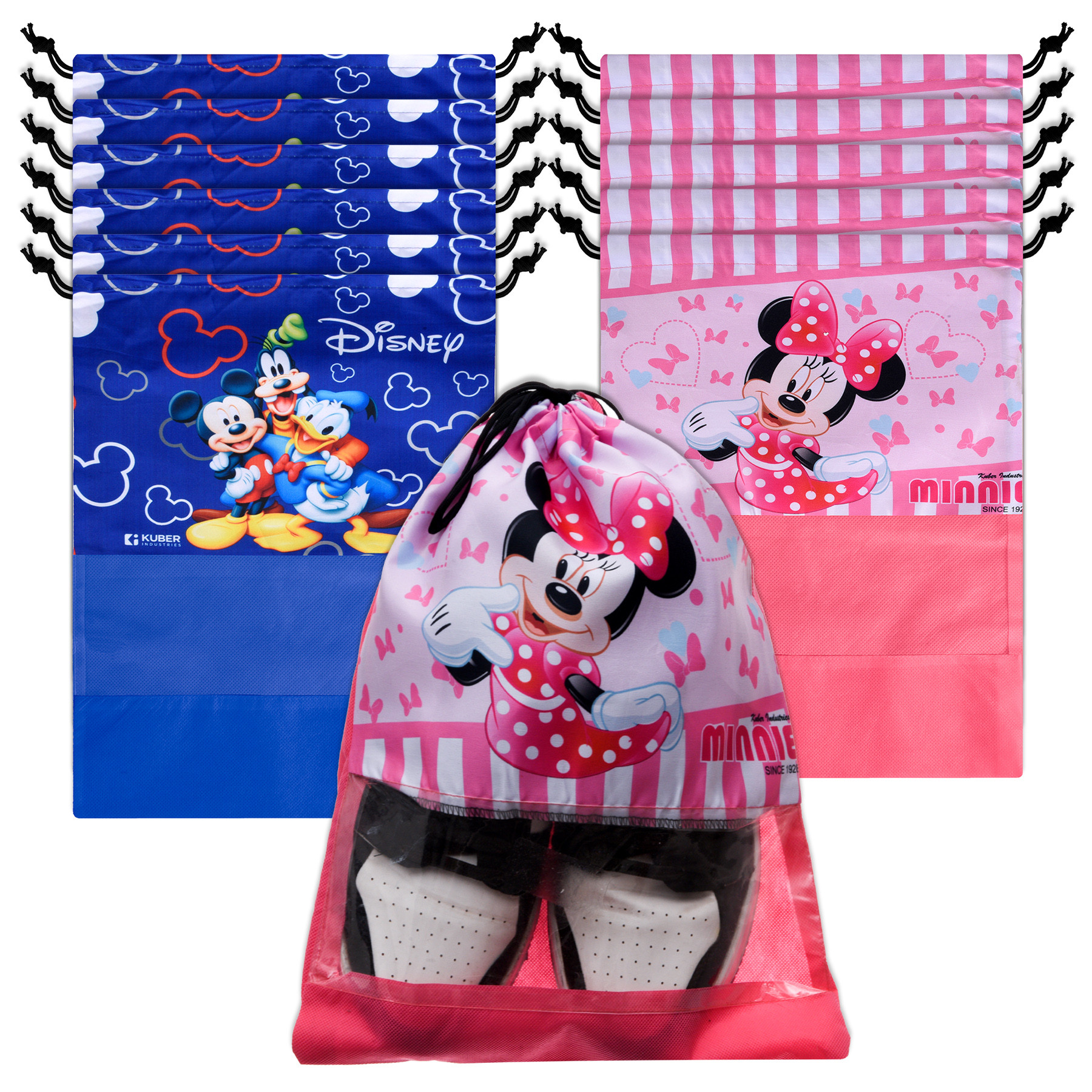 Kuber Industries Shoe Cover | Travel Shoe Storage Bags | Polyester Storage Bag | Drawstring Shoe Cover | Shoe Organizer with Clear window |Multi
