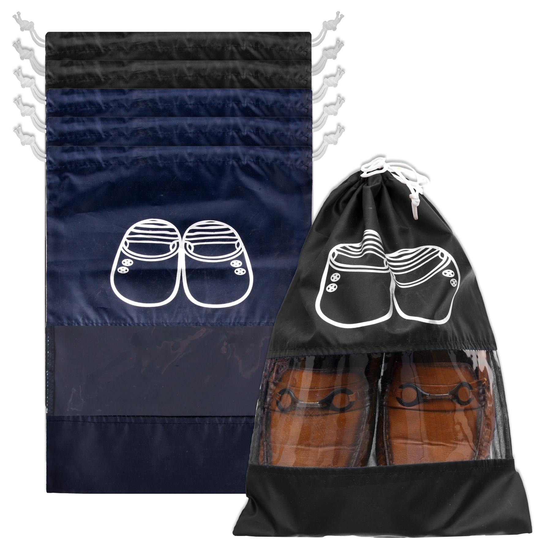 Kuber Industries Shoe Cover | Travel Shoe Storage Bags | Polyester Storage Bags | Drawstring Shoe Cover | Clear Transparent Shoe Storage Organizer |Multi