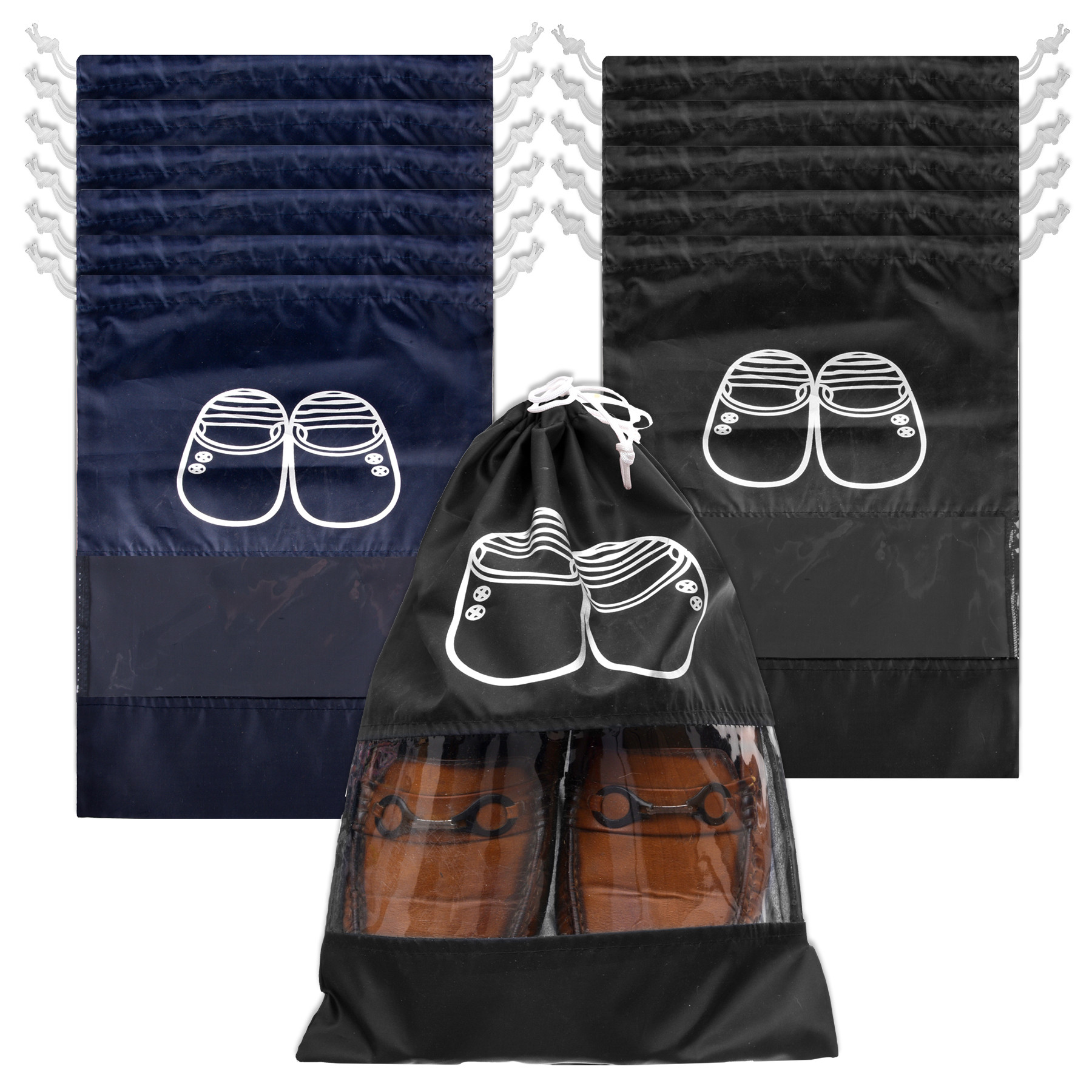 Kuber Industries Shoe Cover | Travel Shoe Storage Bags | Polyester Storage Bags | Drawstring Shoe Cover | Clear Transparent Shoe Storage Organizer |Multi