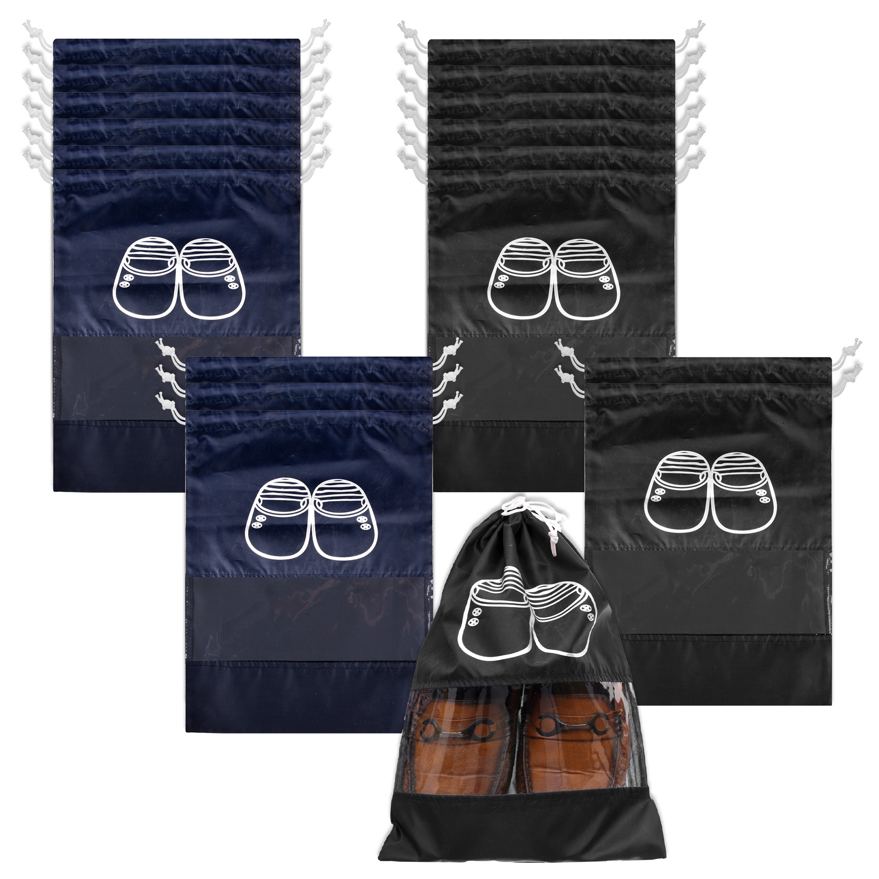 Kuber Industries Shoe Cover | Travel Shoe Storage Bags | Polyester Storage Bags | Drawstring Shoe Cover | Clear Transparent Shoe Storage Organizer |Multi