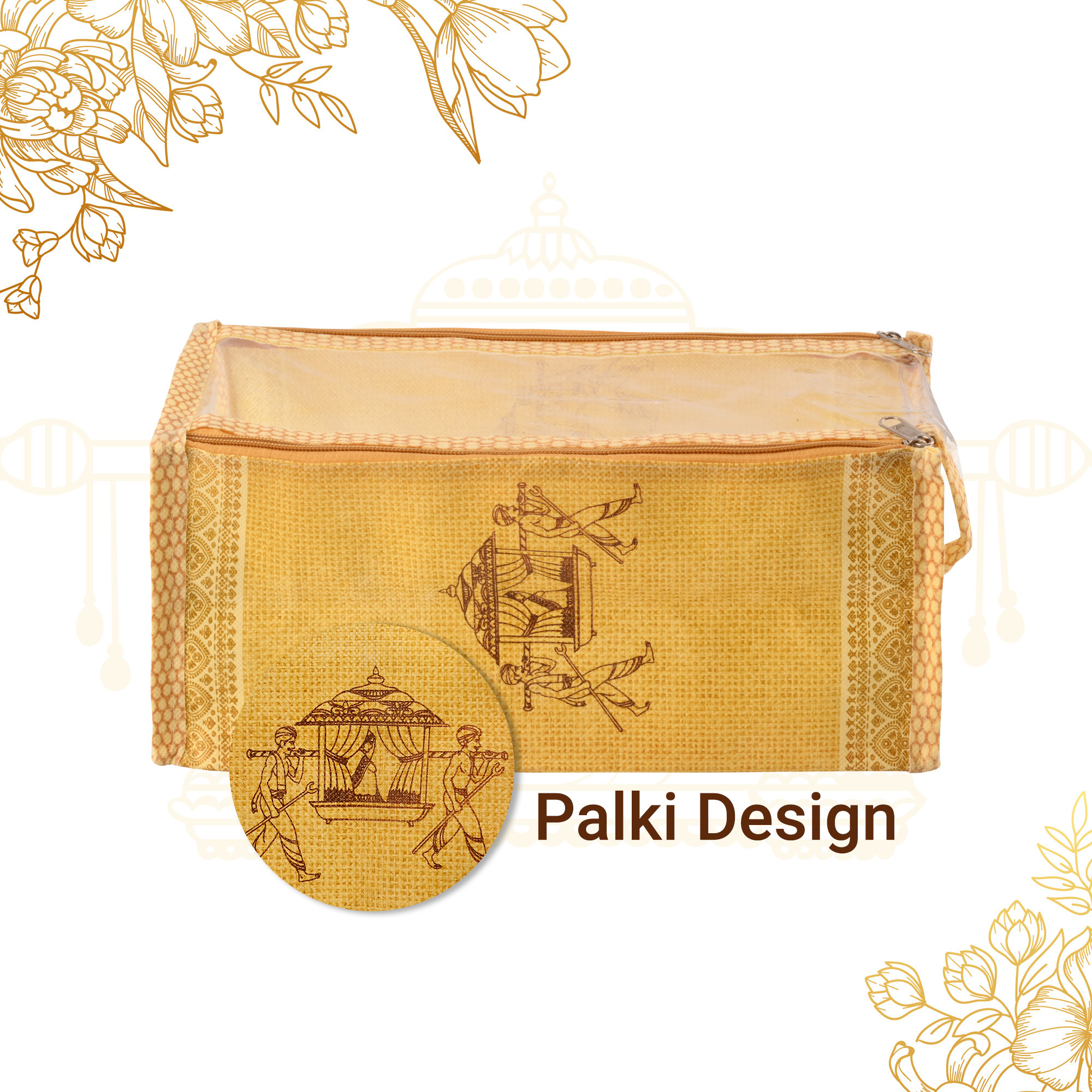 Kuber Industries Shoe Cover  Travel Shoe Storage Bags  Zipper Closure Shoe Organizer  Storage Travel Organizer  Shoe Bag for Women  Men  Palki Transparent Shoe Bag  Golden