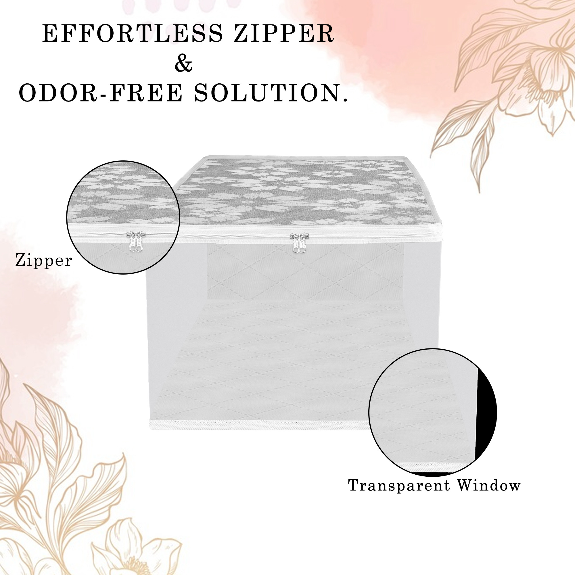 Kuber Industries Shoe Cover  Waterproof Shoe Storage Bag  Travel Shoe Storage Bag  Side Visible Window Shoe Organizer  Shoe Protector Bag  Flower Quilted  Pack of 2  Golden