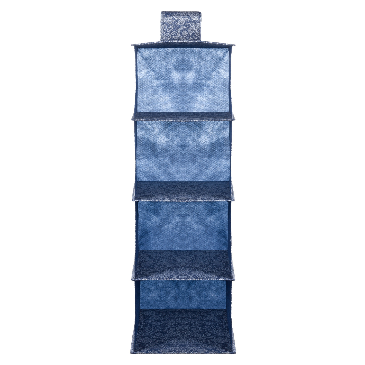 Kuber Industries Shoe Rack  4 Shelf Foldable Storage Rack  Clothes Hanging Organizer  Shoe Storage Organizer  Closet Organizer with Velcro  Shoe Rack Flower Printed  Navy Blue