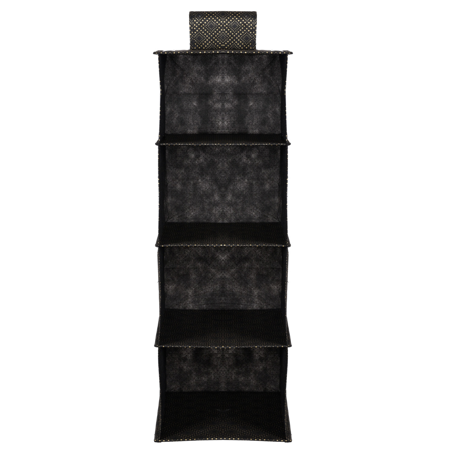 Kuber Industries Shoe Rack  4 Shelf Foldable Storage Rack  Clothes Hanging Organizer  Shoe Storage Organizer  Closet Organizer with Velcro  Shoe Rack Golden-Dot  Black