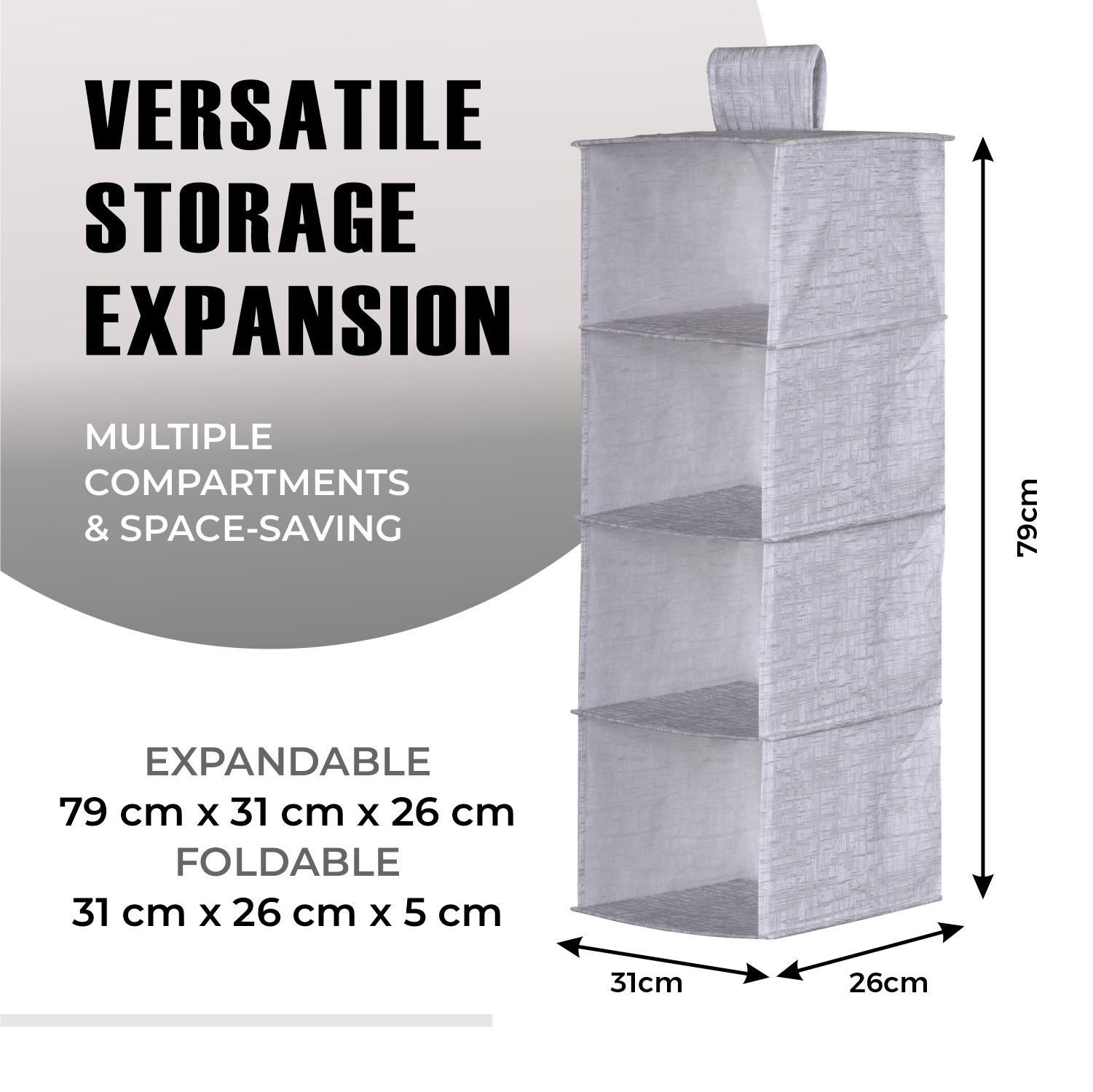 Kuber Industries Shoe Rack | 4 Shelf Foldable Storage Rack | Clothes Hanging Organizer | Shoe Storage Organizer | Closet Organizer with Velcro | Shoe Rack Jute Printed | Gray