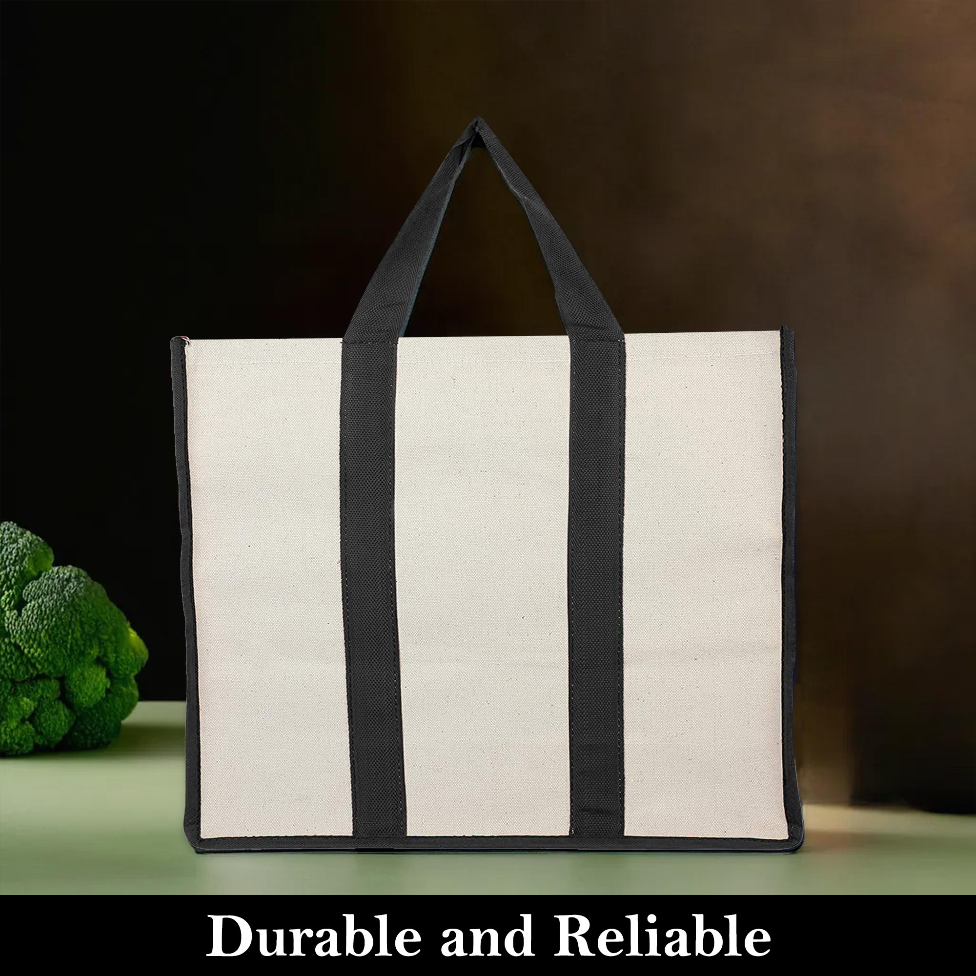 Kuber Industries Shopping Bag  Foldable Grocery Hand Bag  Vegetable Bag for Market  Jute Fabric  Grocery Bag for Milk-Fruits  Shoulder Jhola Bag  Black Patti  White