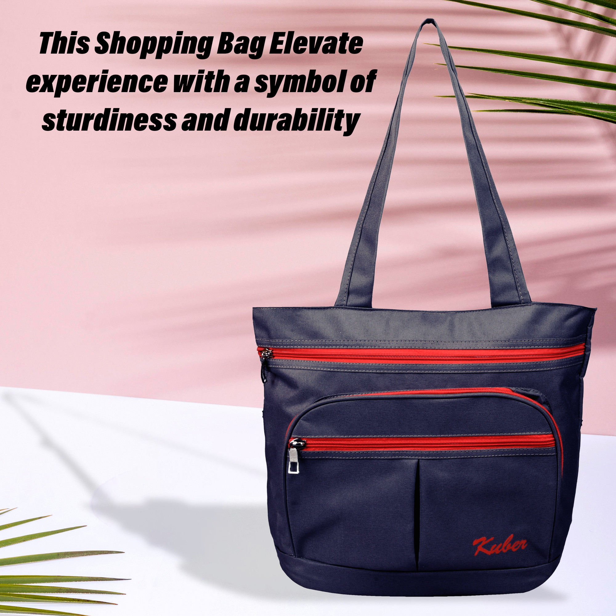 Kuber Industries Shopping Bag | Grocery Handbag | 4 Compartment Shopping Bag | Grocery Bag for Shopping | Vegetable Bag | Shoulder Bag with Handle | Pack of 2 | Multi