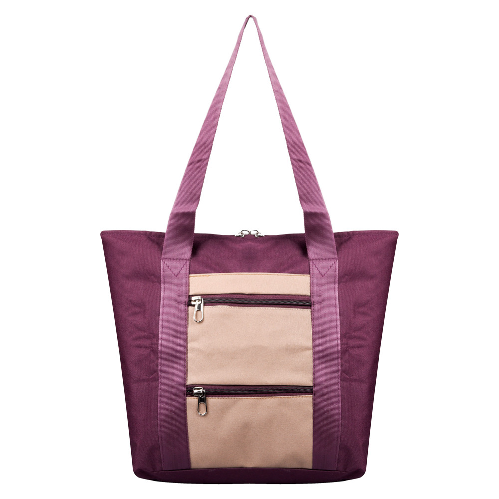 Kuber Industries Shopping Bag | Grocery Handbag | Front Zip Shopping Bag | Grocery Bag for Shopping | Vegetable Bag | Reusable Shopping Bag with Handle | Blue Zone | Brown