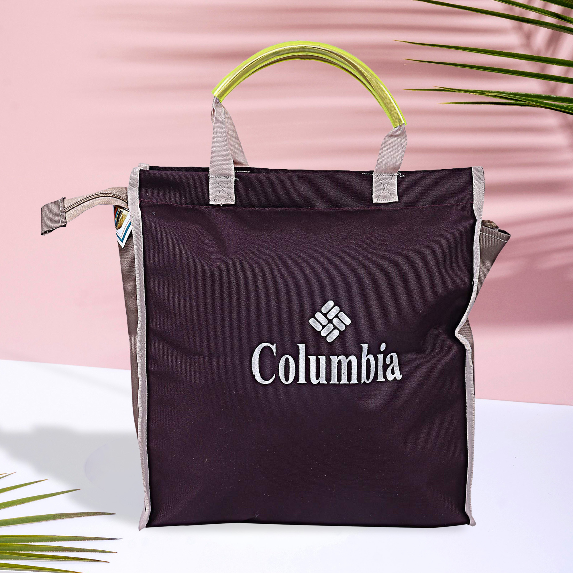 Kuber Industries Shopping Bag  Grocery Handbag  Zipper Shopping Bag  Grocery Bag for Shopping  Vegetable Bag  Reusable Shopping Bag with Handle  Columbia  Brown