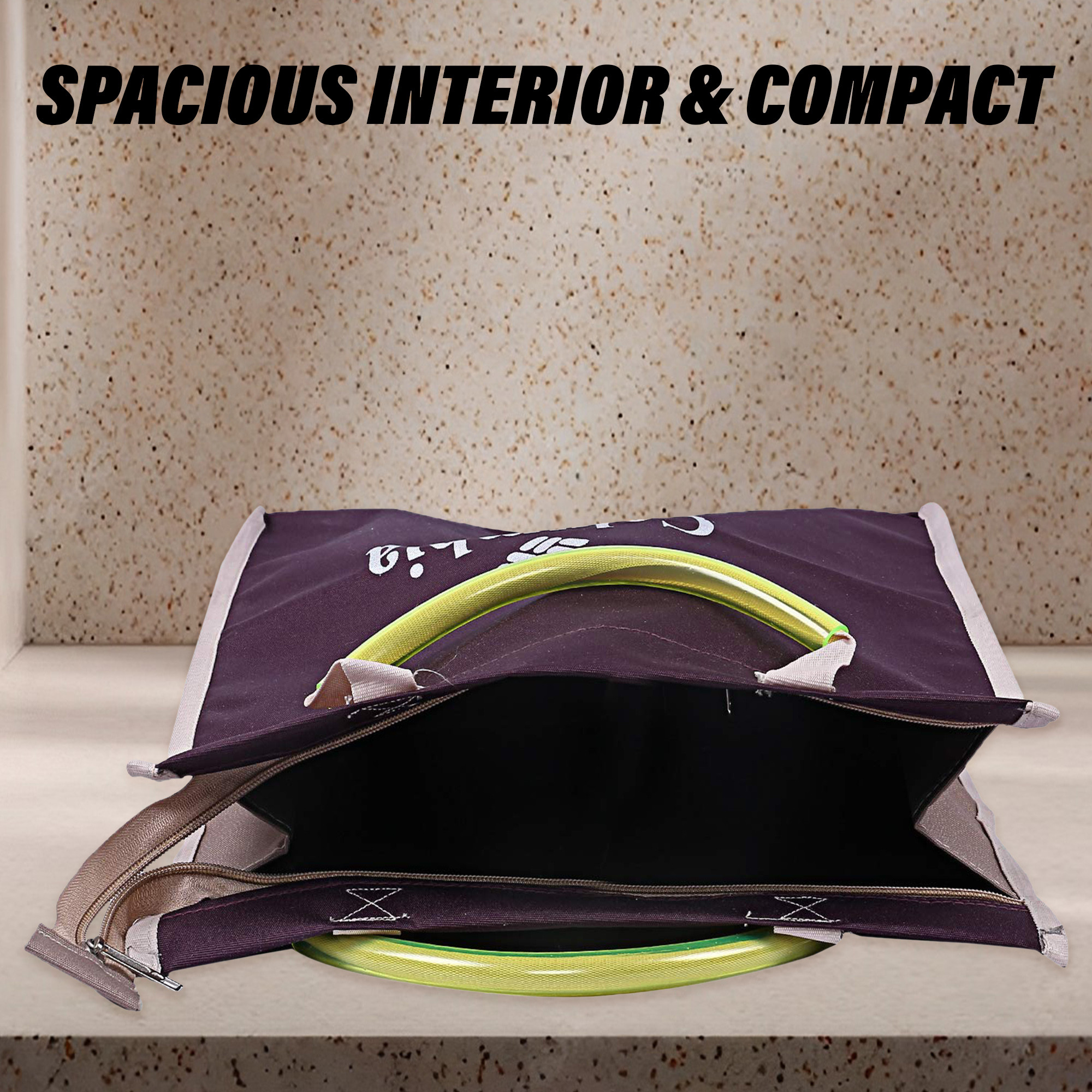 Kuber Industries Shopping Bag  Grocery Handbag  Zipper Shopping Bag  Grocery Bag for Shopping  Vegetable Bag  Reusable Shopping Bag with Handle  Columbia  Brown