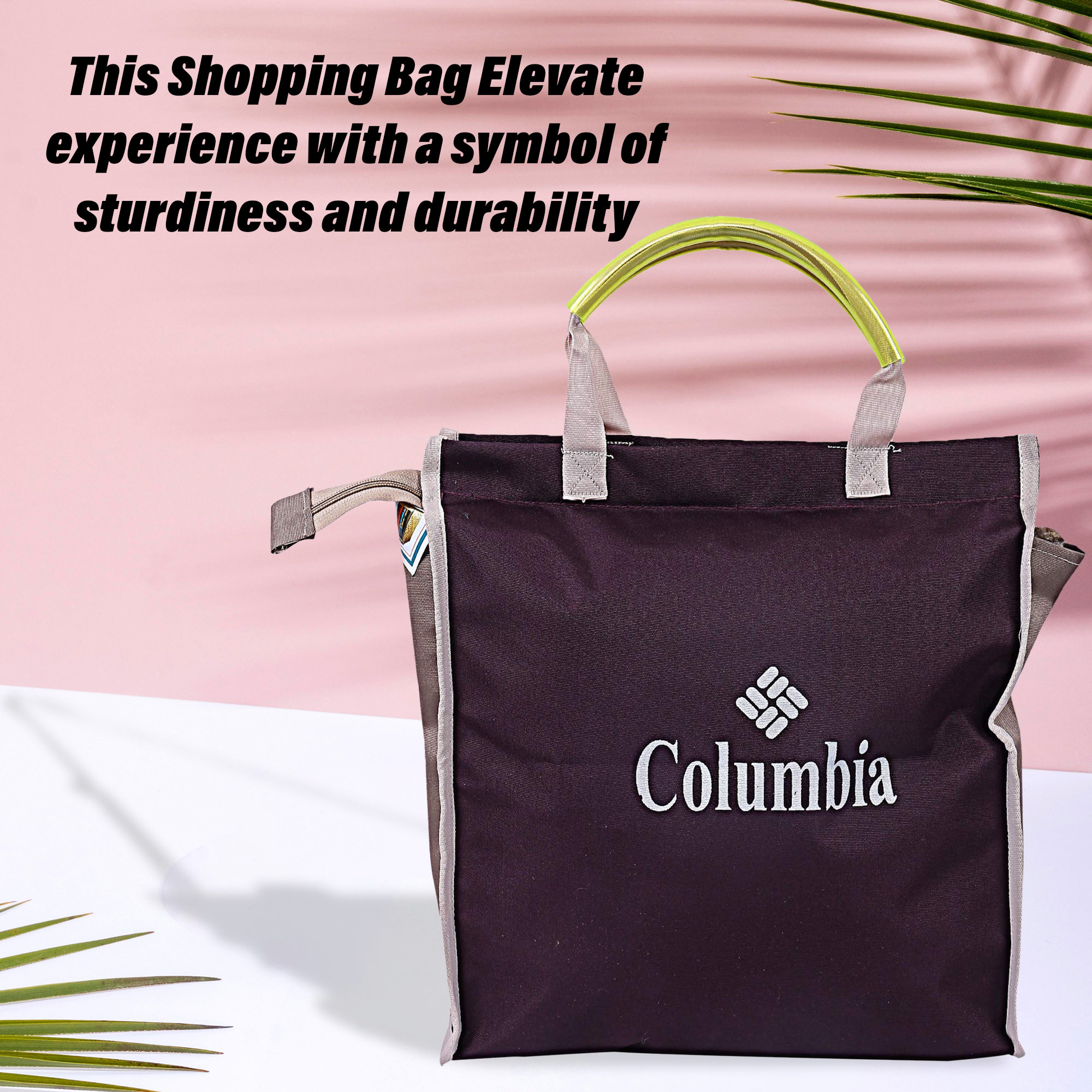 Kuber Industries Shopping Bag  Grocery Handbag  Zipper Shopping Bag  Grocery Bag for Shopping  Vegetable Bag  Reusable Shopping Bag with Handle  Columbia  Brown