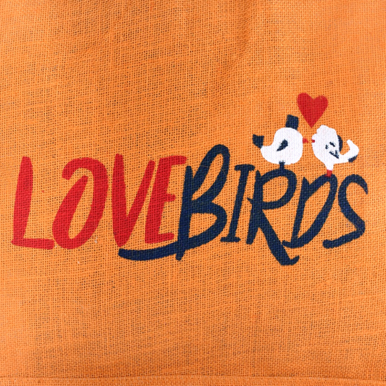 Kuber Industries Shopping Bag  Jute Carry Bag  Zipper Grocery Bag with Handle  Reusable Shopping Bag  Vegetable Storage Bag  Love Birds Grocery Bag  Large  Orange