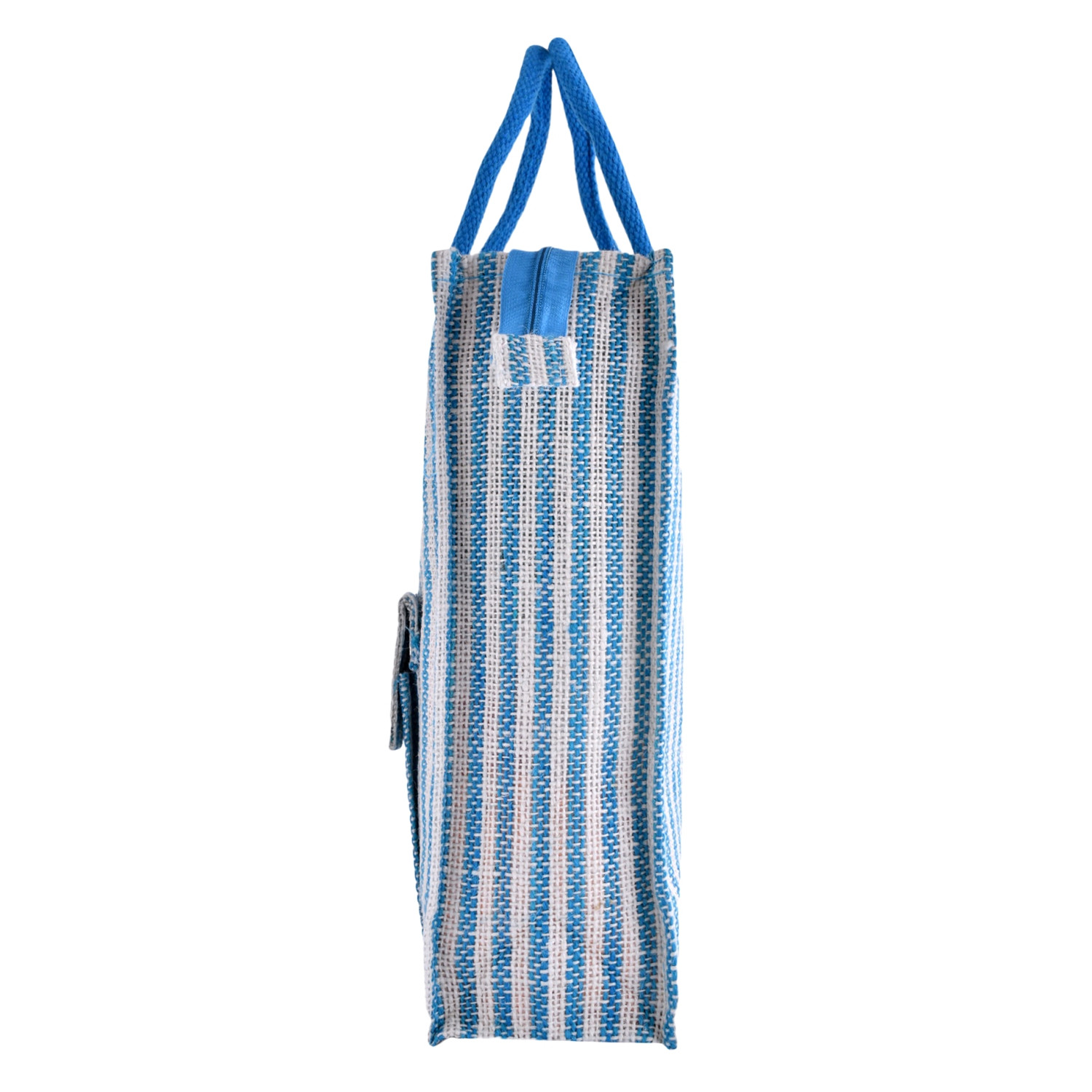 Kuber Industries Shopping Bag | Jute Carry Bag | Zipper Grocery Bag with Handle | Reusable Shopping Bag | Carrying Bag With Front Pocket | Lining-Grocery Bag | Medium | Multi