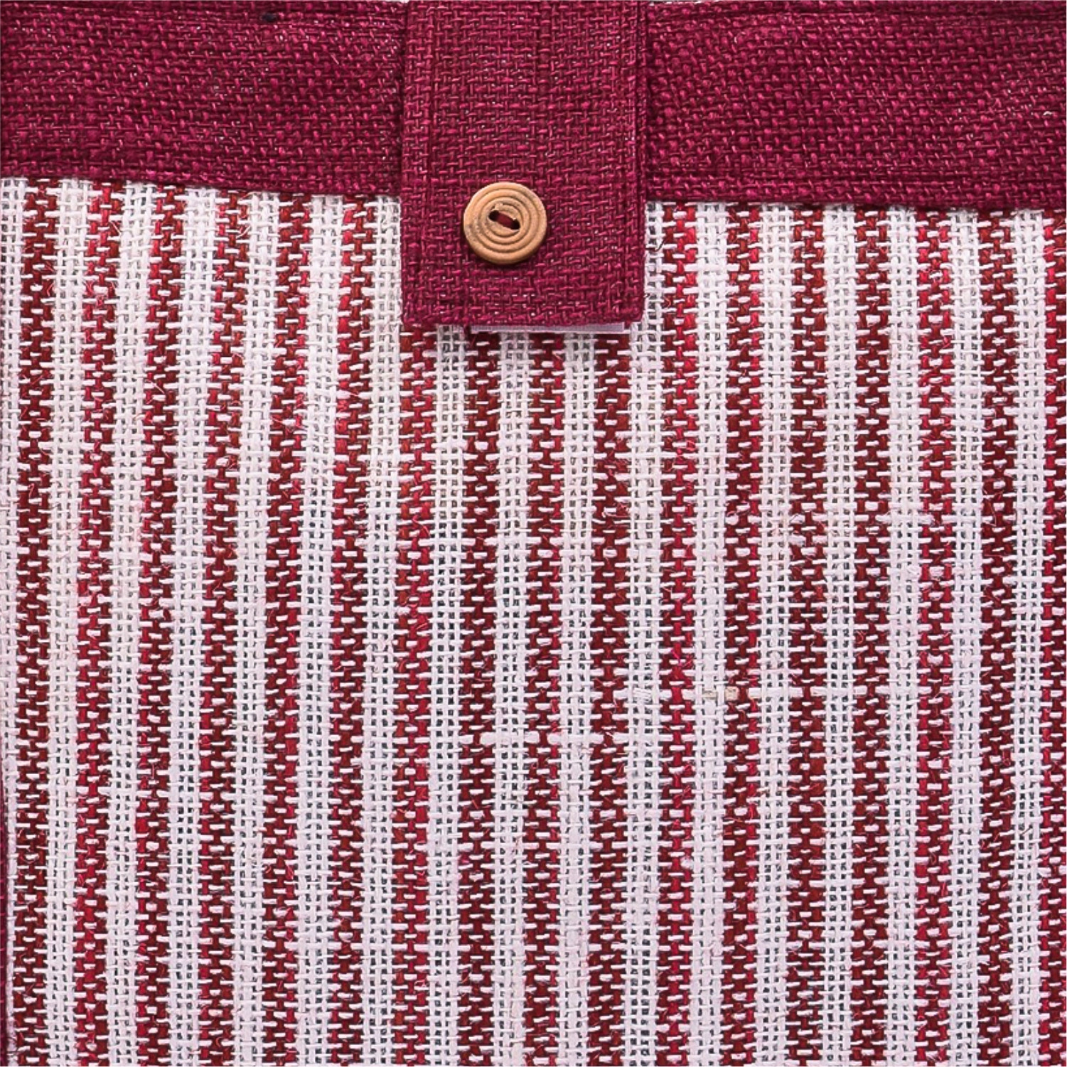 Kuber Industries Shopping Bag | Jute Carry Bag | Zipper Grocery Bag with Handle | Vegetable Bag with Top Flap | Reusable Shopping Bag | Lining-Grocery Bag | Medium | Maroon