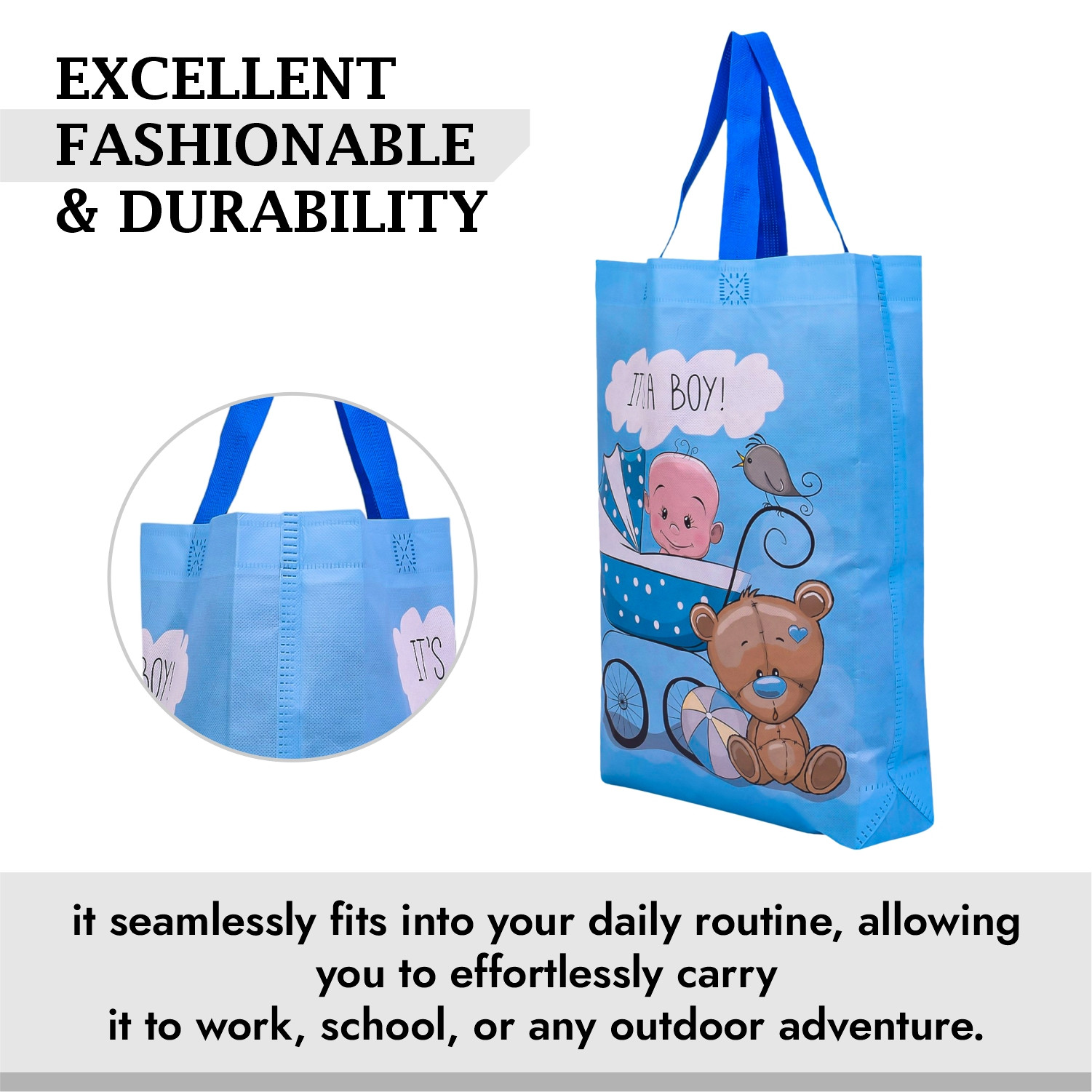 Kuber Industries Shopping Bag | Non-Woven Gift Bag | Baby Shower Bag | Reusable Grocery Bag | Christmas Gift Bags | Tote Bags with Handle | Hand Bag |Multicolor