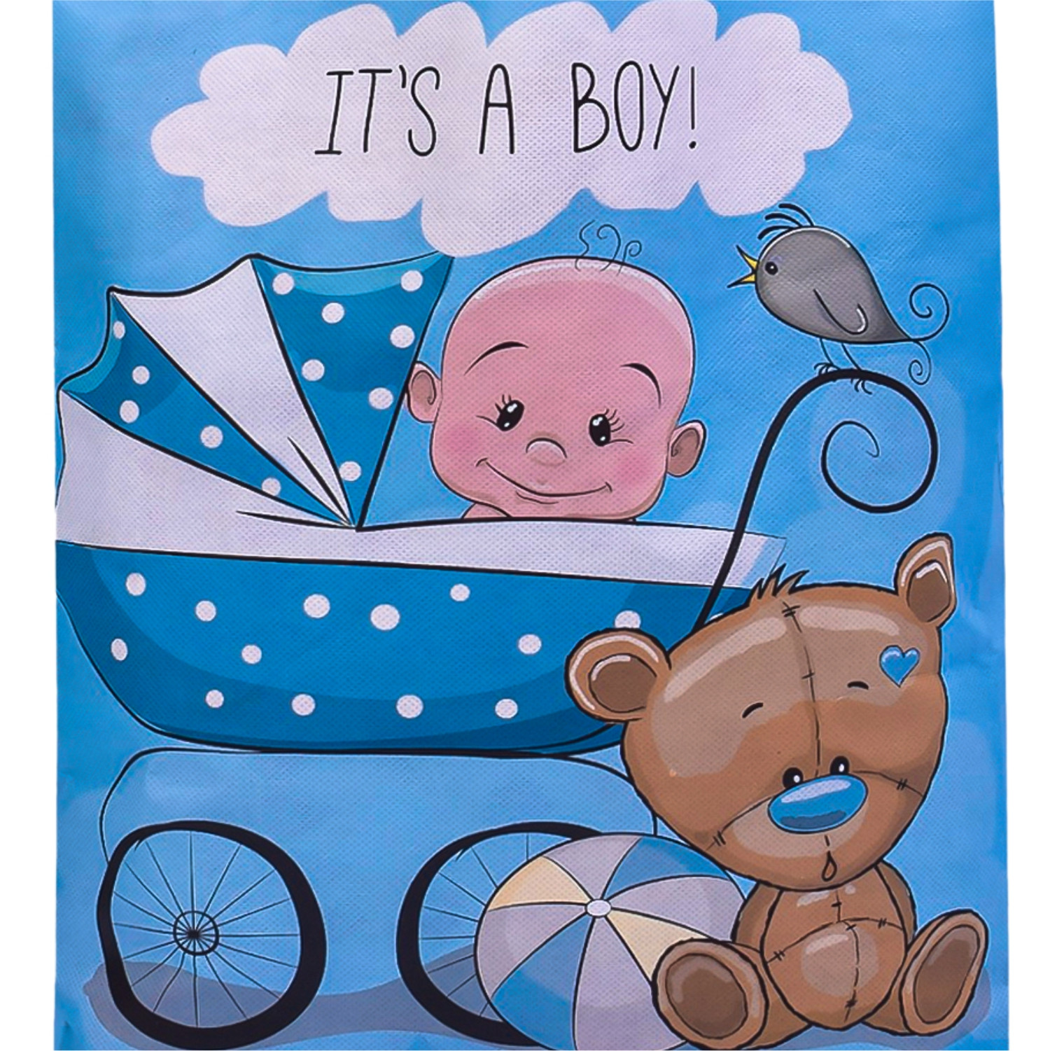 Kuber Industries Shopping Bag  Non-Woven Gift Bag  Baby Shower Bag  Reusable Grocery Bag  Christmas Gift Bags  Tote Bags with Handle  Boy-Print Hand Bag Sky Blue