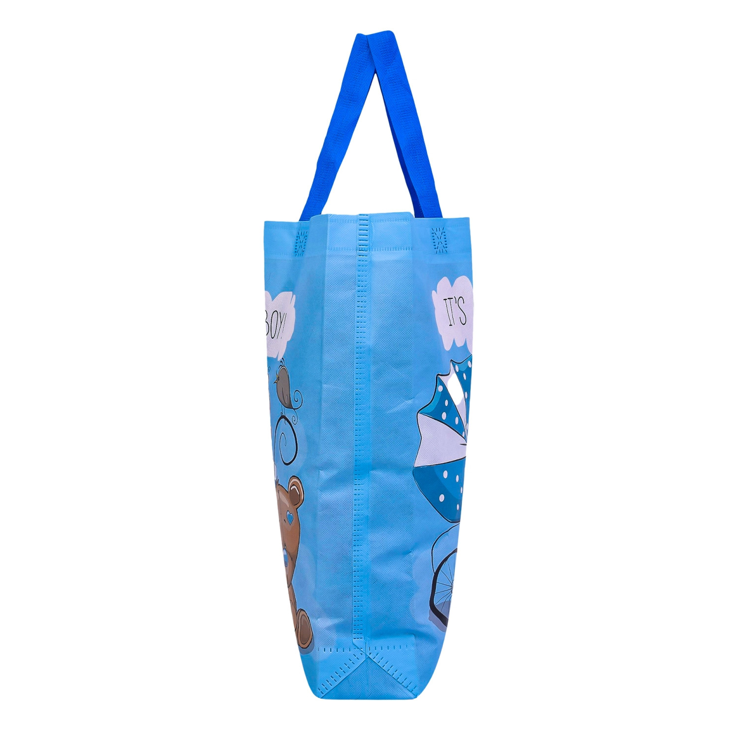 Kuber Industries Shopping Bag  Non-Woven Gift Bag  Baby Shower Bag  Reusable Grocery Bag  Christmas Gift Bags  Tote Bags with Handle  Boy-Print Hand Bag Sky Blue