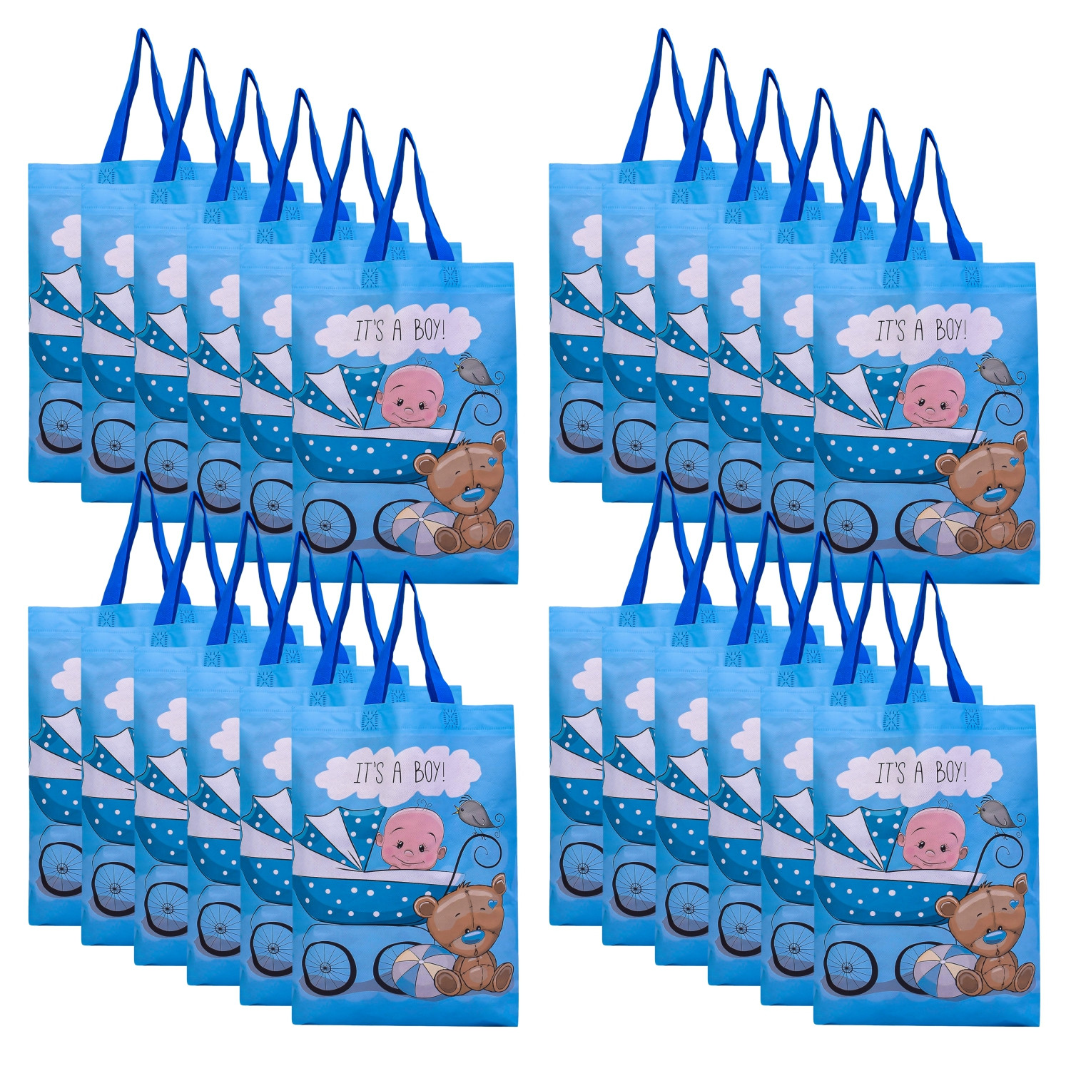 Kuber Industries Shopping Bag  Non-Woven Gift Bag  Baby Shower Bag  Reusable Grocery Bag  Christmas Gift Bags  Tote Bags with Handle  Boy-Print Hand Bag Sky Blue