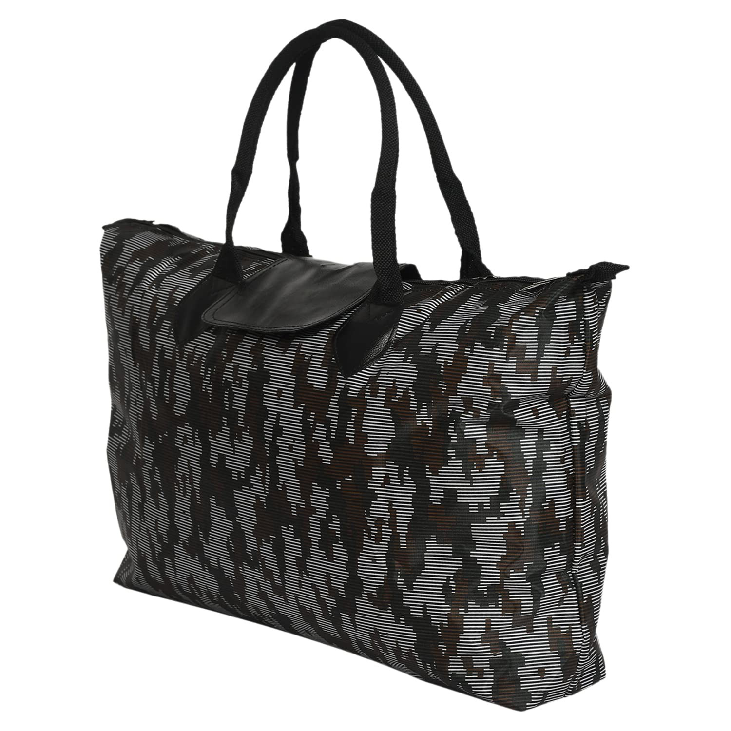 Kuber Industries Shopping Bag For Grocery| Rexine Foldable Hand Bag|Vegtable Grocery Bag With Inside Zipper Pocket And Man & Woman (Assorted)