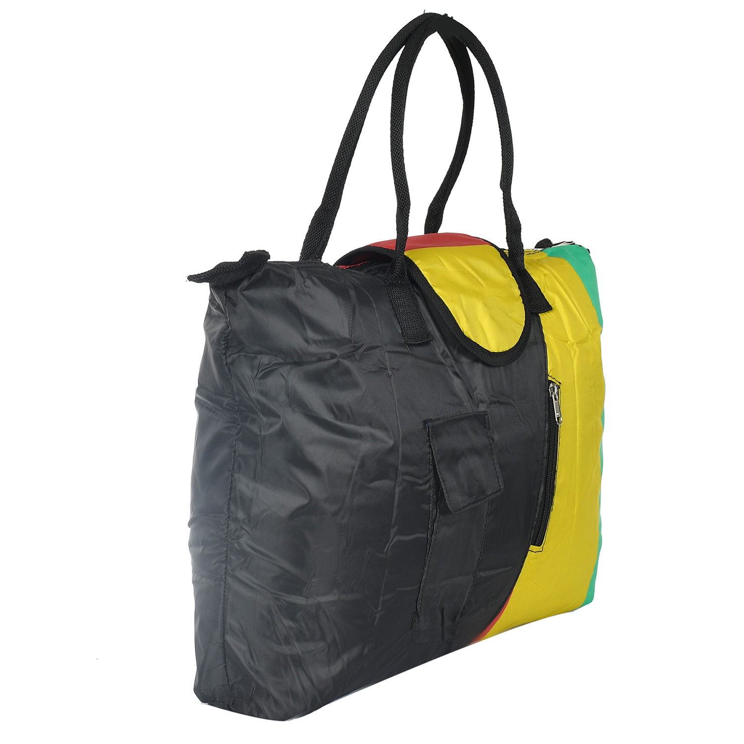 Kuber Industries Shopping Bag For Grocery|Parachute Foldable Shopping Bag| Bag for Vegetables,Fruits With Front Side Money & Zipper Pocket (Assorted)