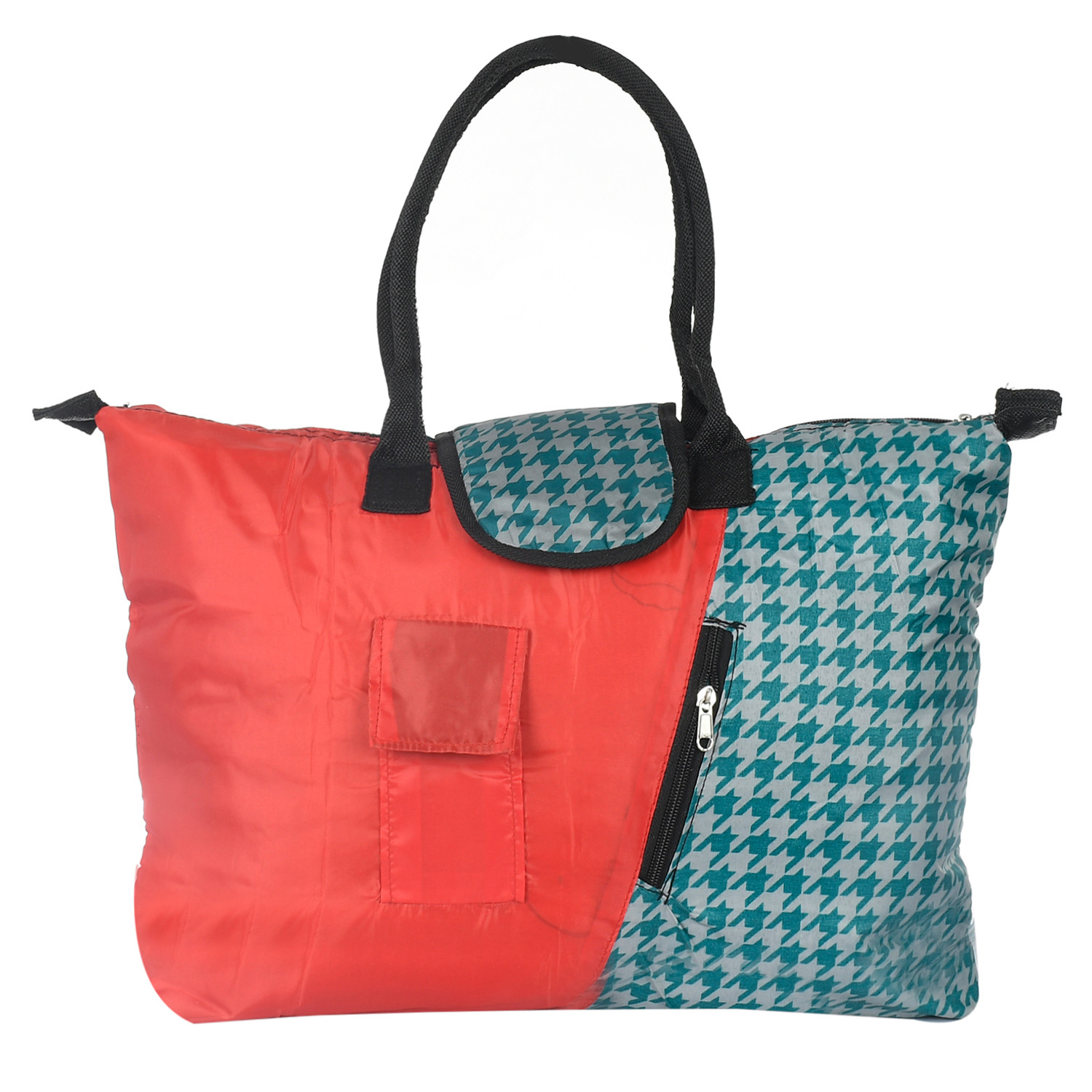 Kuber Industries Shopping Bag For Grocery|Parachute Foldable Shopping Bag|Magnetic Lock Tote Bag With Front Side Money & Zipper Pocket (Assorted)