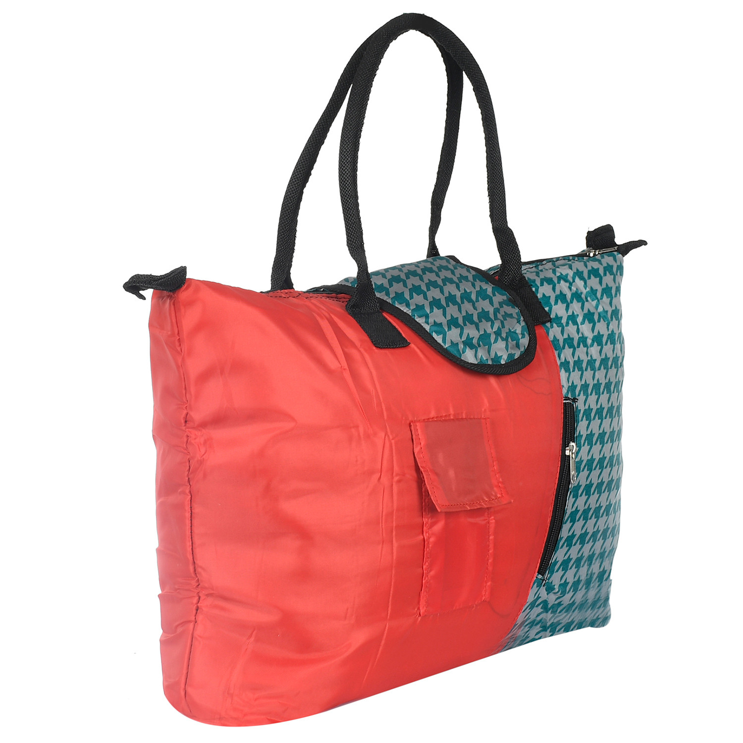 Kuber Industries Shopping Bag For Grocery|Parachute Foldable Shopping Bag|Magnetic Lock Tote Bag With Front Side Money & Zipper Pocket (Assorted)