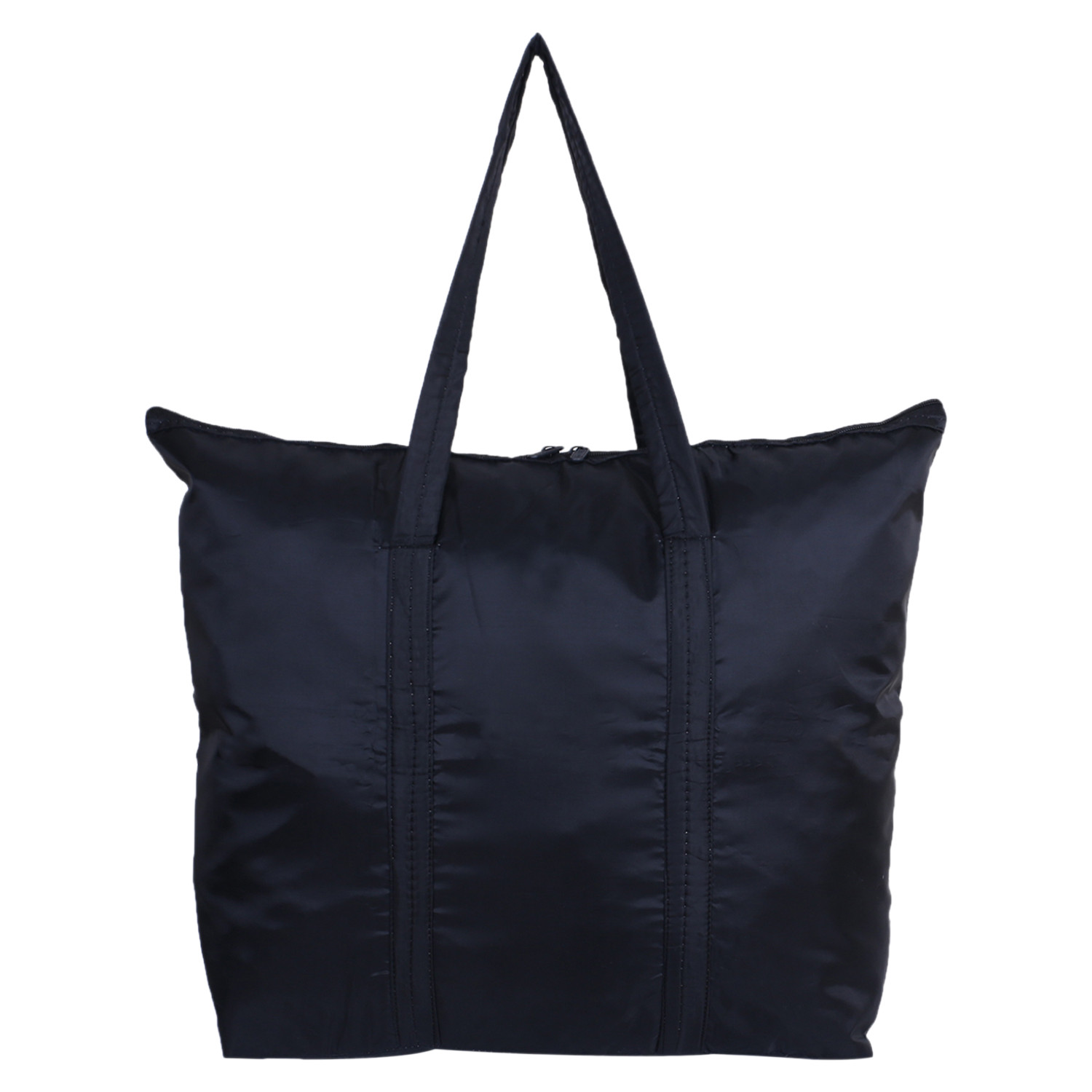 Kuber Industries Shopping Bag|Folding Travel Bag|Polyester Shopping Bag for Grocery|Carrying Bag With Front Small Pocket (Black)