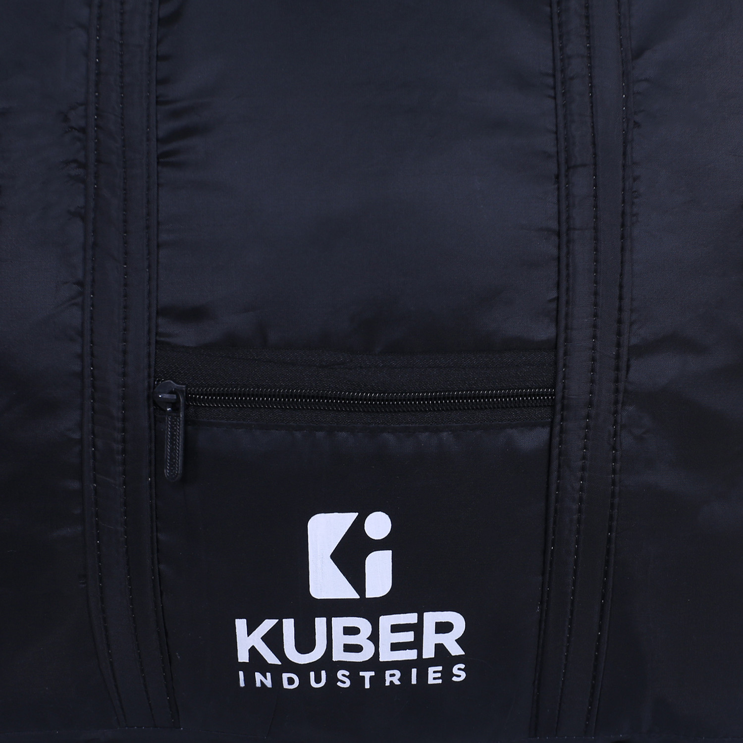 Kuber Industries Shopping Bag|Folding Travel Bag|Polyester Shopping Bag for Grocery|Carrying Bag With Front Small Pocket (Black)