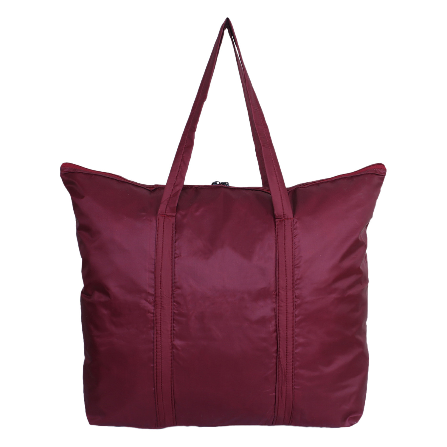 Kuber Industries Shopping Bag|Folding Travel Bag|Polyester Shopping Bag for Grocery|Carrying Bag With Front Small Pocket (Maroon)