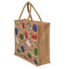 Kuber Industries Shopping Bag|Jute Eco-Friendly &amp; Reusable Grocery Bag|Hand Bag Umbrella Print With Zip &amp; Handle for Daily Use|16x15 Inch (Brown)