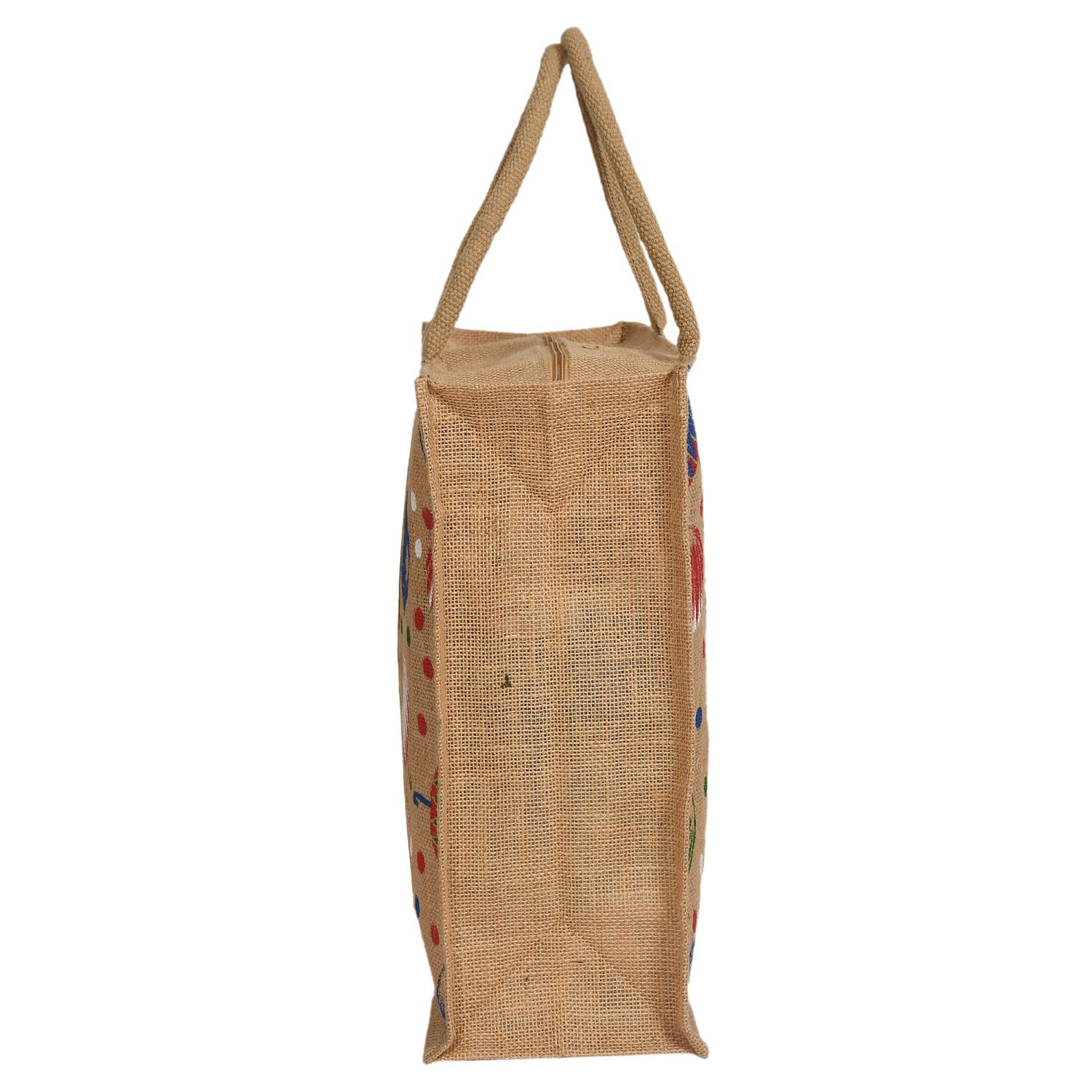 Kuber Industries Shopping Bag|Jute Eco-Friendly & Reusable Grocery Bag|Hand Bag Umbrella Print With Zip & Handle for Daily Use|16x15 Inch (Brown)