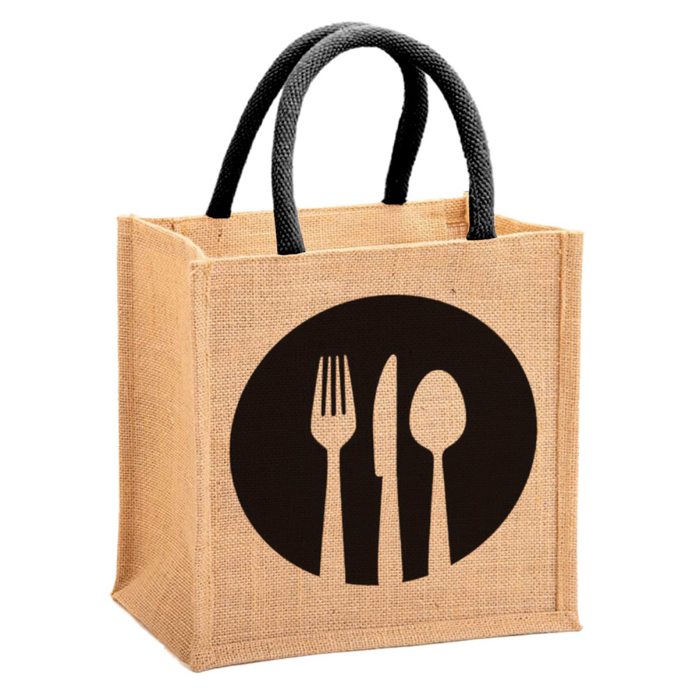 Kuber Industries Shopping Bag|Jute Eco-Friendly &amp; Reusable Grocery Bag|Hand Bag With Zip &amp; Handle for Daily Use|13x12 inch (Brown)
