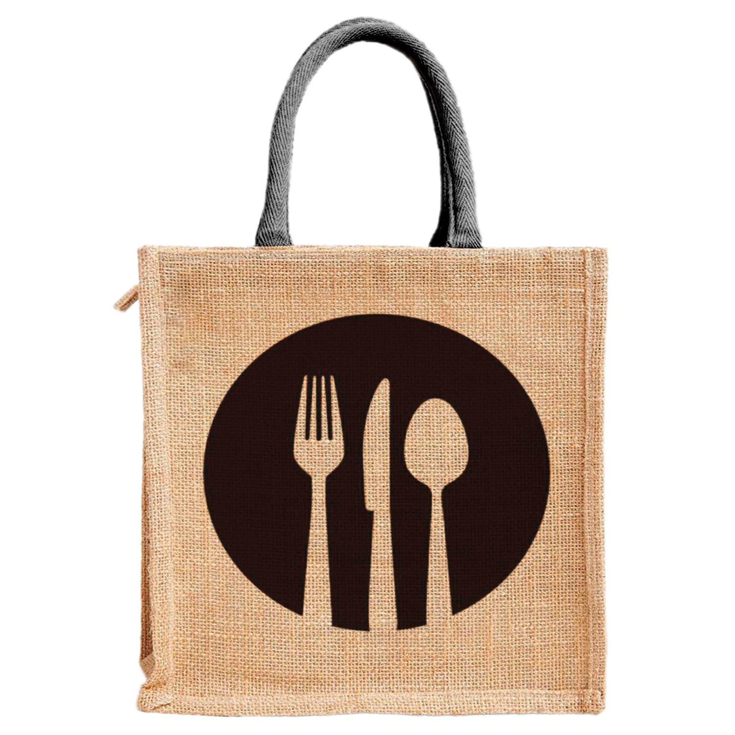 Kuber Industries Shopping Bag|Jute Eco-Friendly & Reusable Grocery Bag|Hand Bag With Zip & Handle for Daily Use|13x12 inch (Brown)