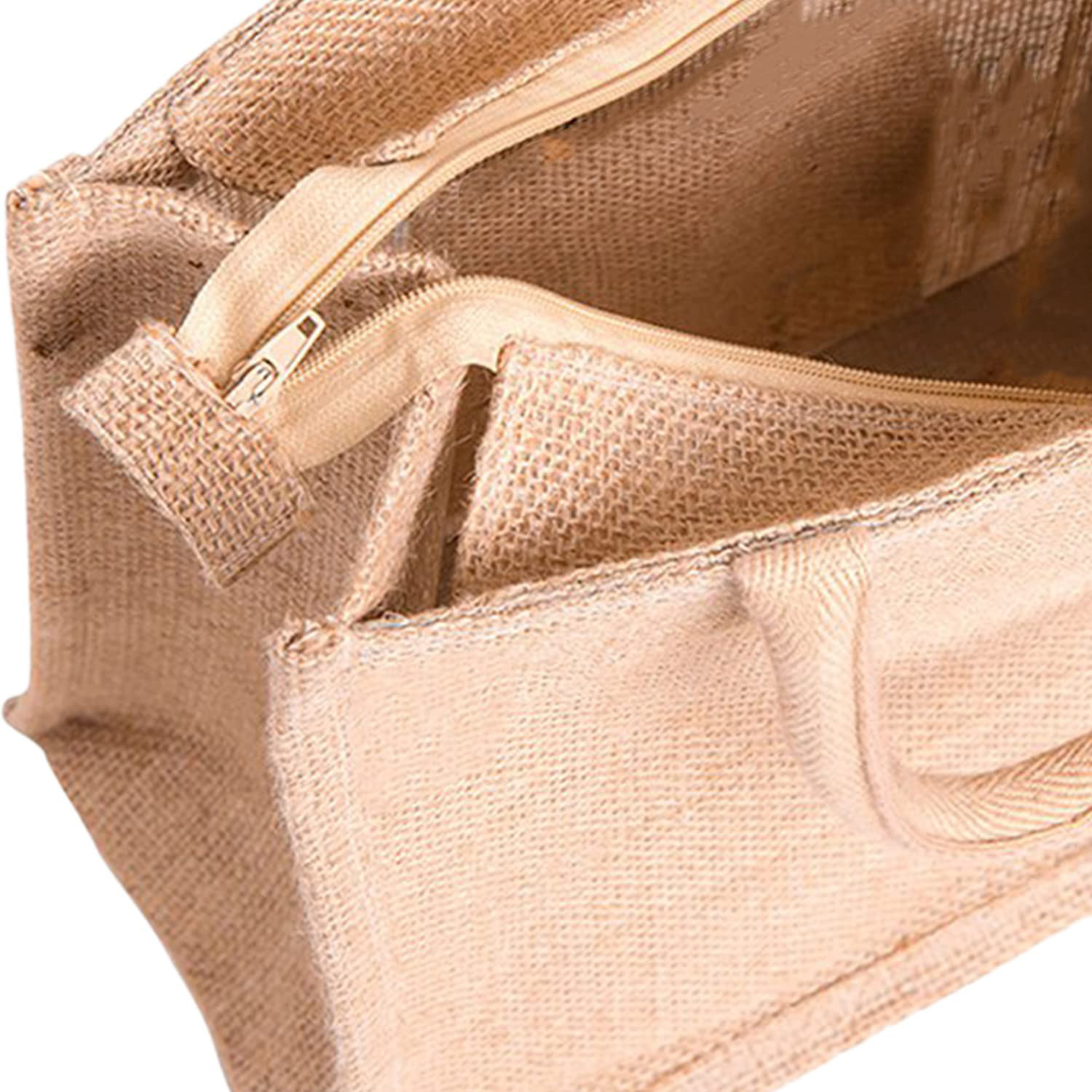 Kuber Industries Shopping Bag|Jute Eco-Friendly & Reusable Grocery Bag|Hand Bag With Zip & Handle for Daily Use|13x12 inch (Brown)