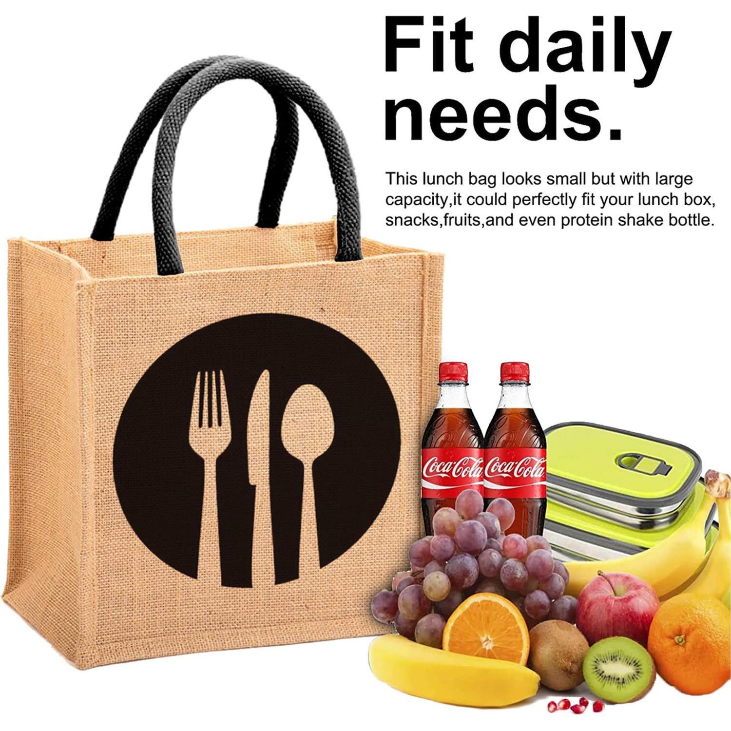 Kuber Industries Shopping Bag|Jute Eco-Friendly & Reusable Grocery Bag|Hand Bag With Zip & Handle for Daily Use|13x12 inch (Brown)