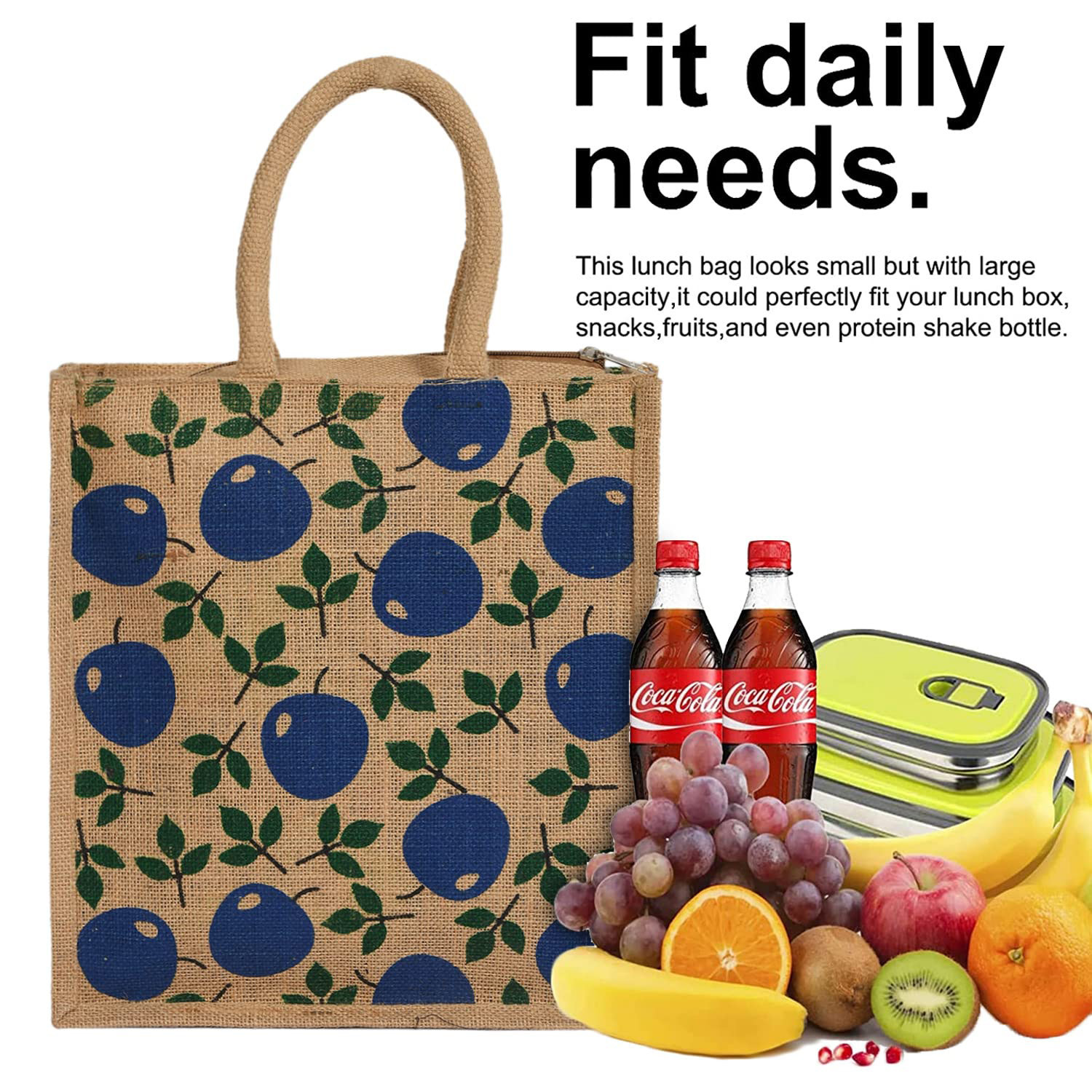 Kuber Industries Shopping Bag|Jute Eco-Friendly & Reusable Grocery Bag|Hand Bag With Zip & Handle for Daily Use|(Brown)