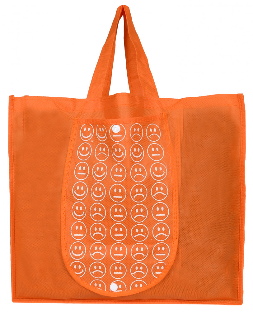 Kuber Industries Shopping Grocery Bags Foldable, Washable Grocery Tote Bag with One Small Pocket, Eco-Friendly Purse Bag Fits in Pocket Waterproof &amp; Lightweight (Orange)