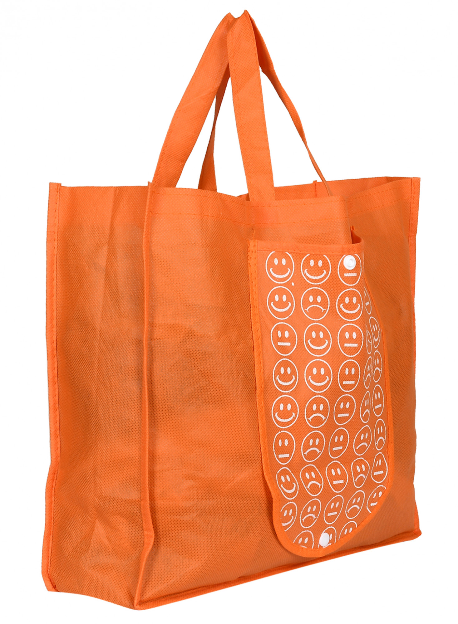 Kuber Industries Shopping Grocery Bags Foldable, Washable Grocery Tote Bag with One Small Pocket, Eco-Friendly Purse Bag Fits in Pocket Waterproof & Lightweight (Orange)