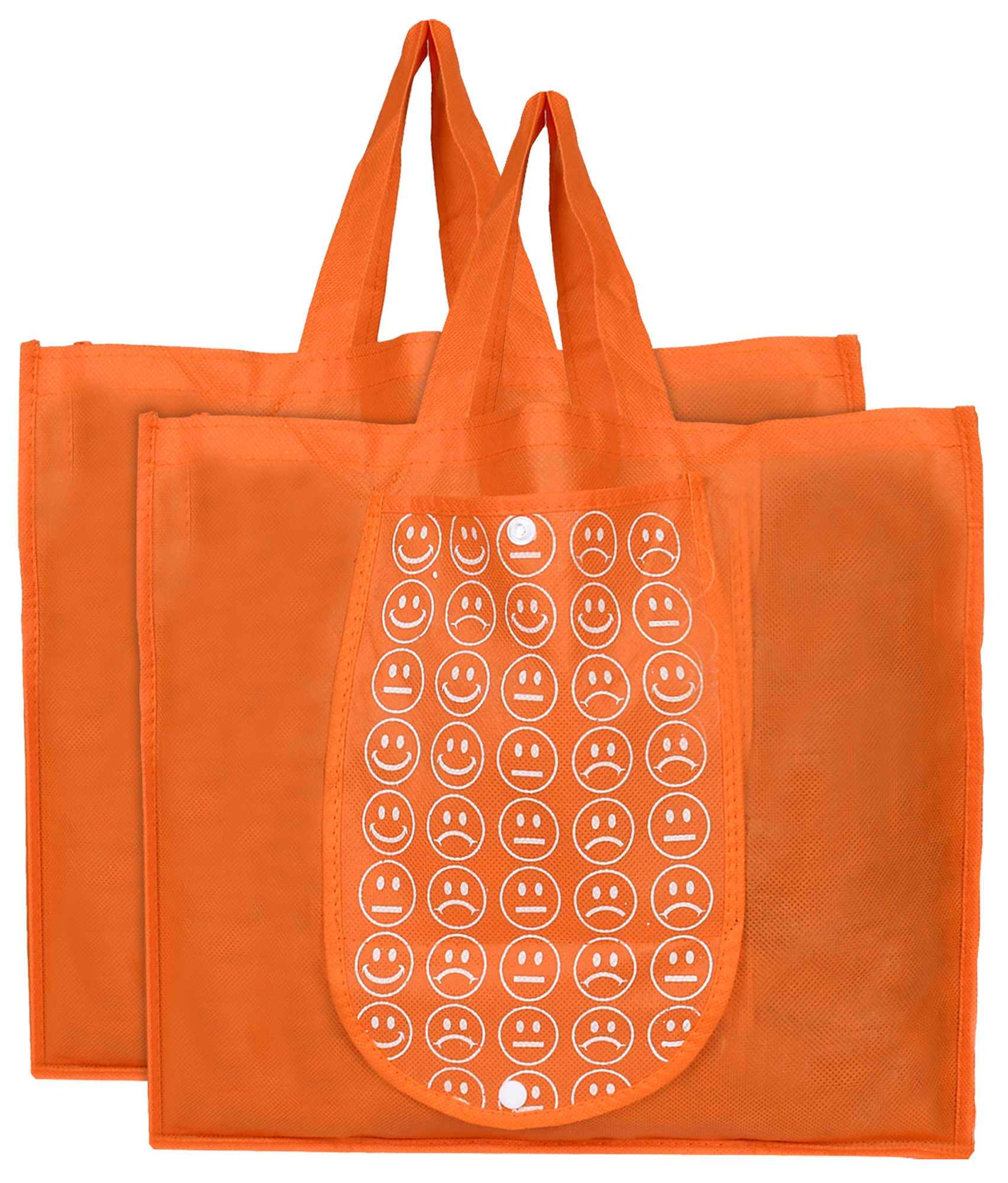 Kuber Industries Shopping Grocery Bags Foldable, Washable Grocery Tote Bag with One Small Pocket, Eco-Friendly Purse Bag Fits in Pocket Waterproof & Lightweight (Orange)