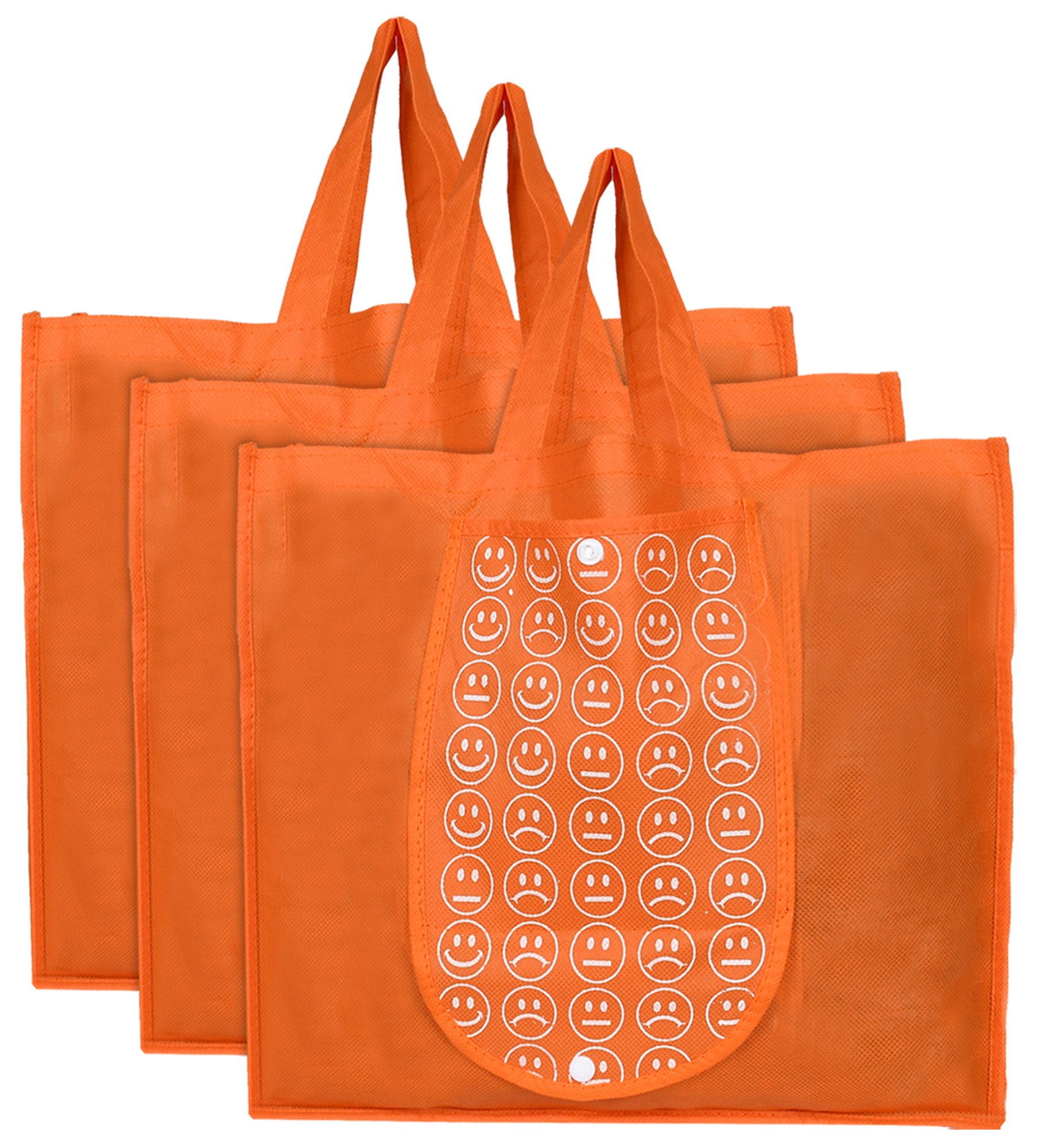 Kuber Industries Shopping Grocery Bags Foldable, Washable Grocery Tote Bag with One Small Pocket, Eco-Friendly Purse Bag Fits in Pocket Waterproof & Lightweight (Orange)